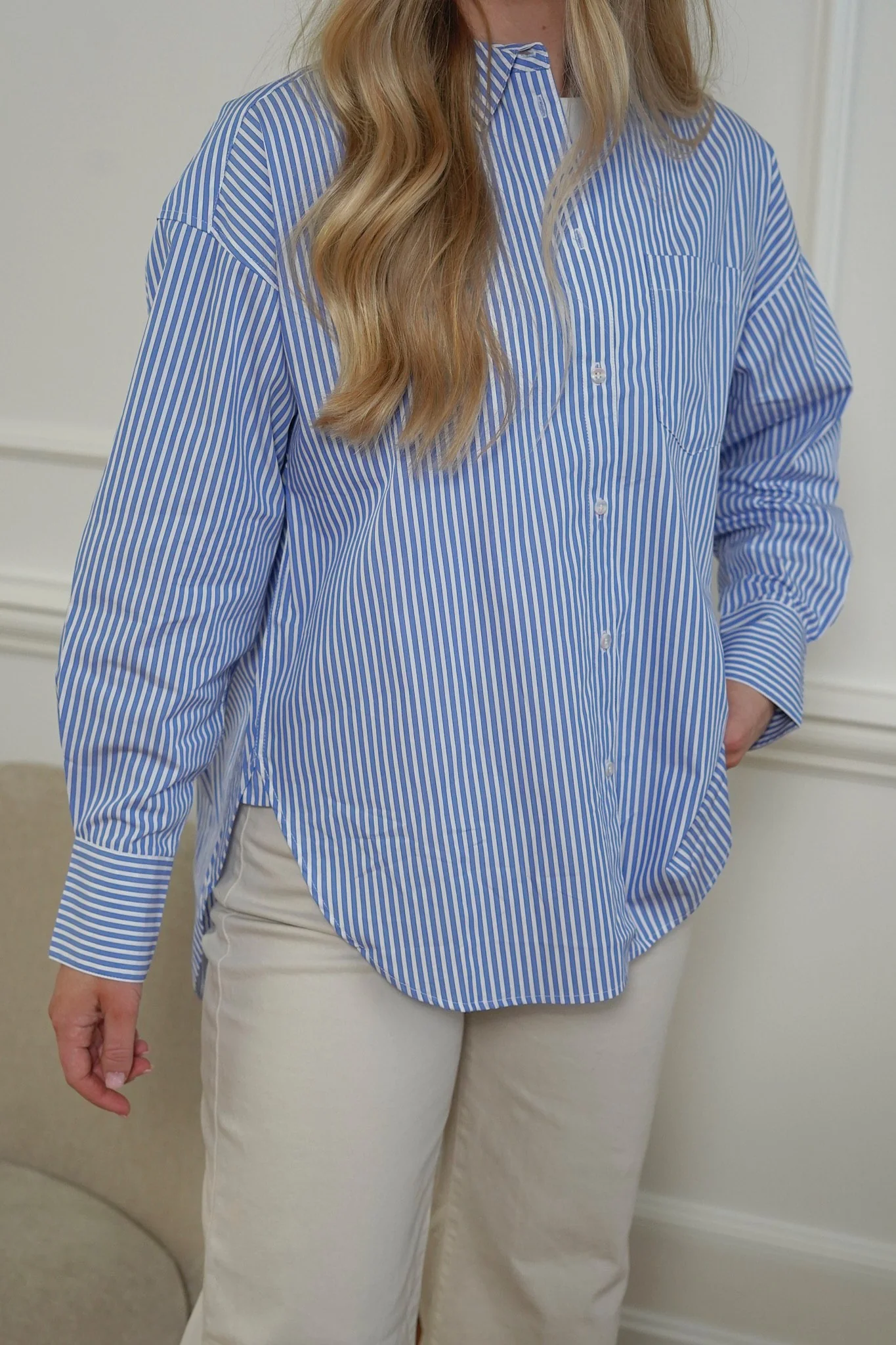 JXJamie LS Relaxed Poplin Shirt - Navy Blazer Stripes - Image 3