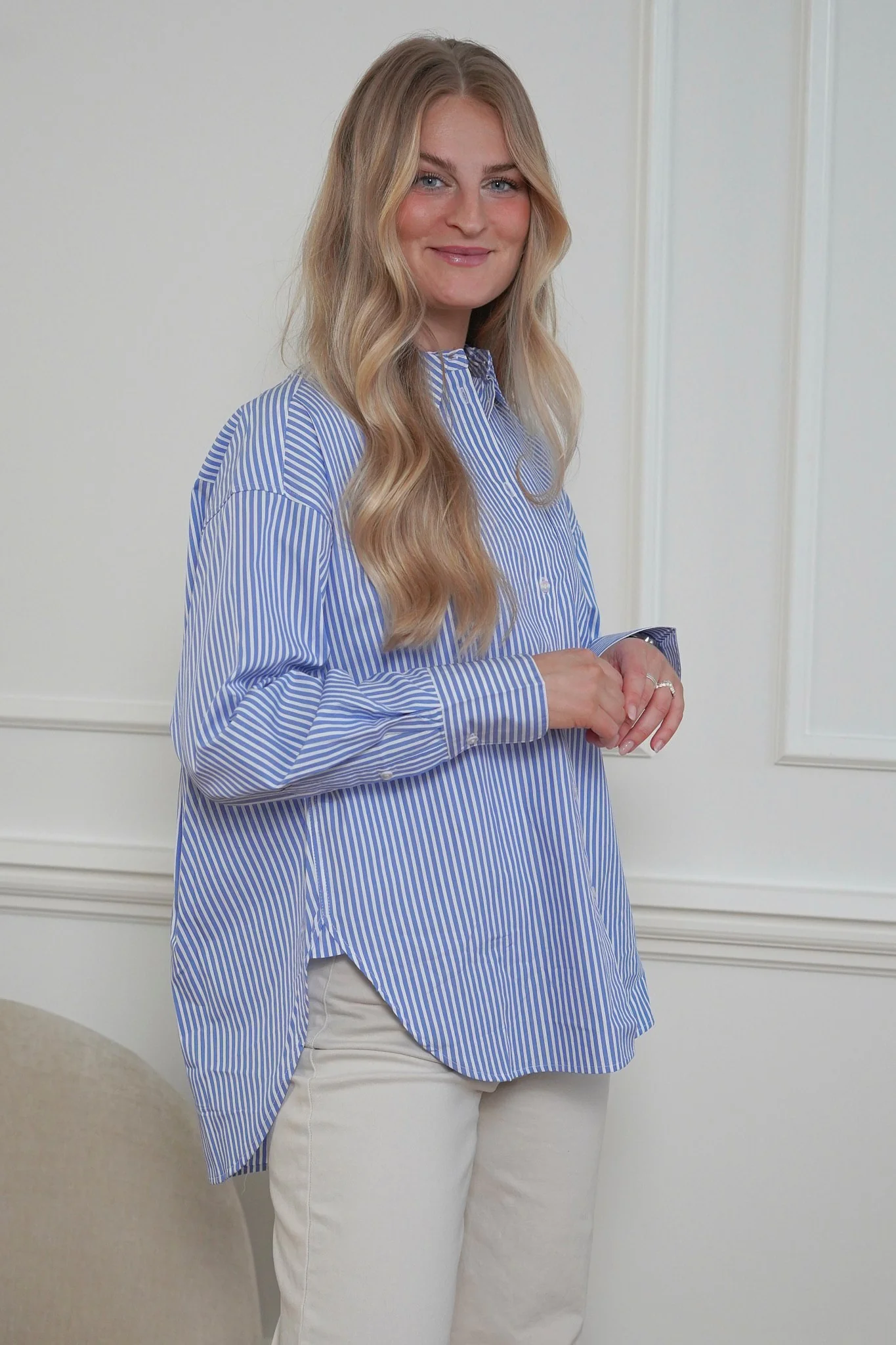 JXJamie LS Relaxed Poplin Shirt - Navy Blazer Stripes - Image 4