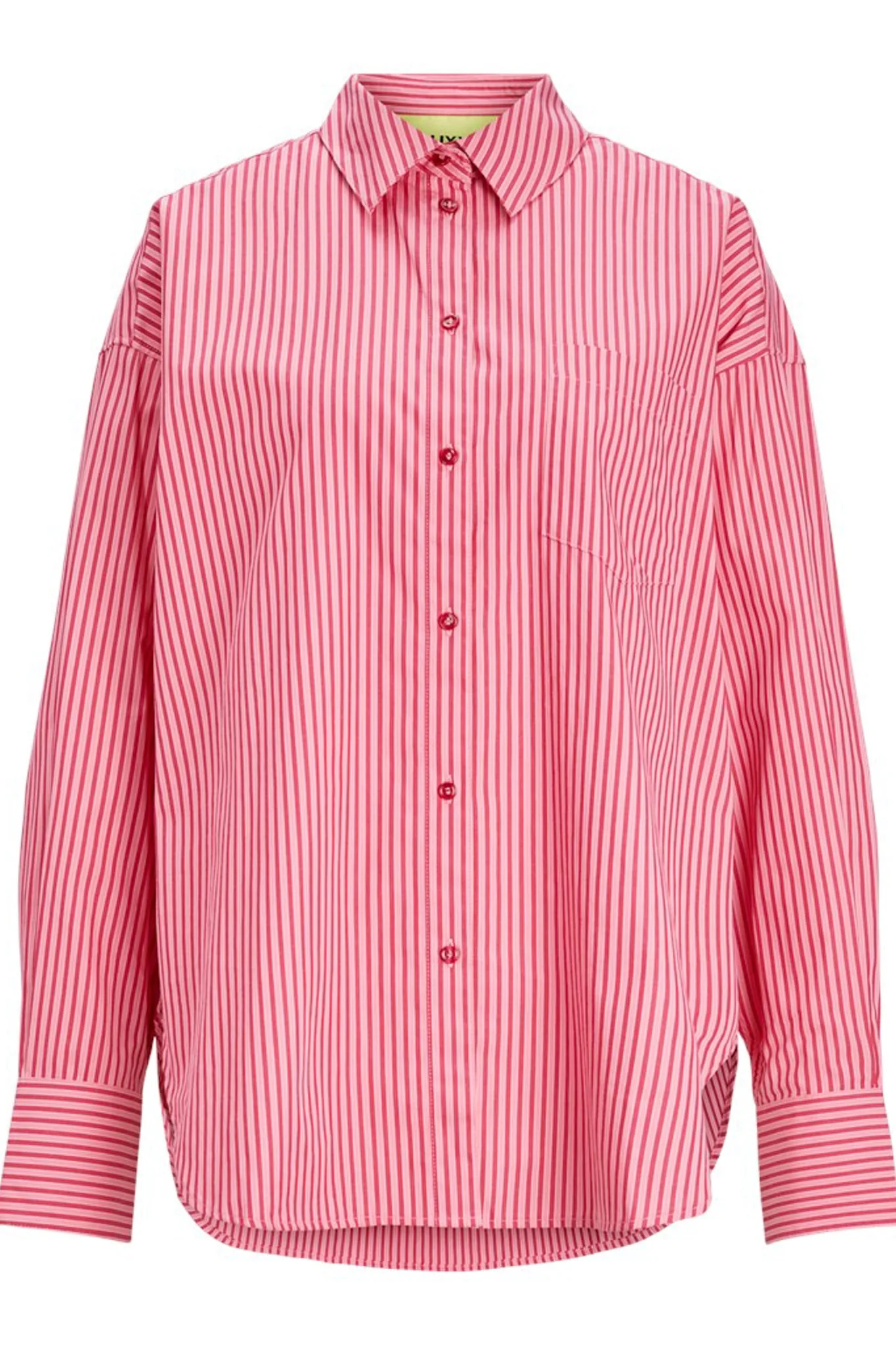 JXJamie LS Relaxed Poplin Shirt - Cerise Stripe - Image 6