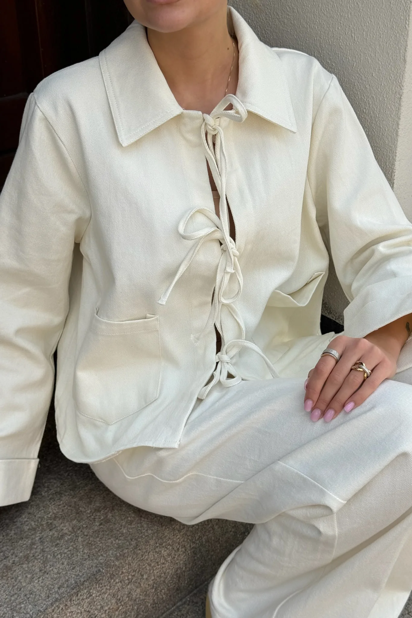 KarlaIC Tie Top - Off White - Image 5