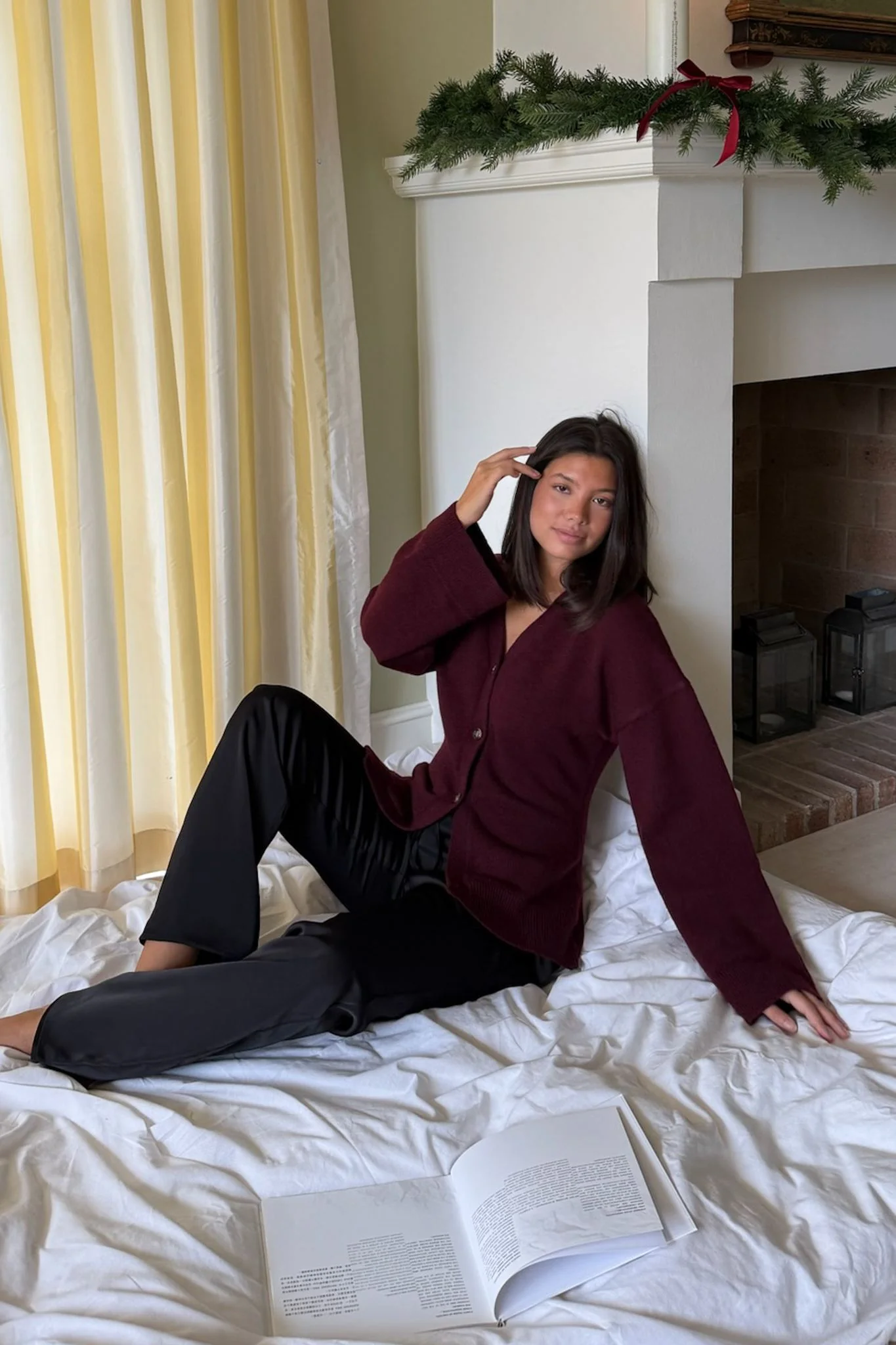 KarmaIC Fitted Cardigan - Bordeaux - Image 11