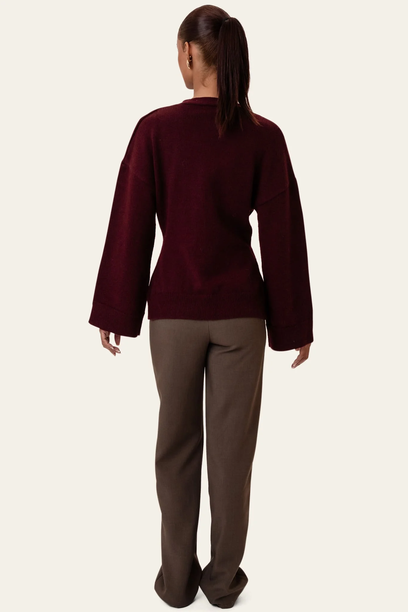 KarmaIC Fitted Cardigan - Bordeaux - Image 3