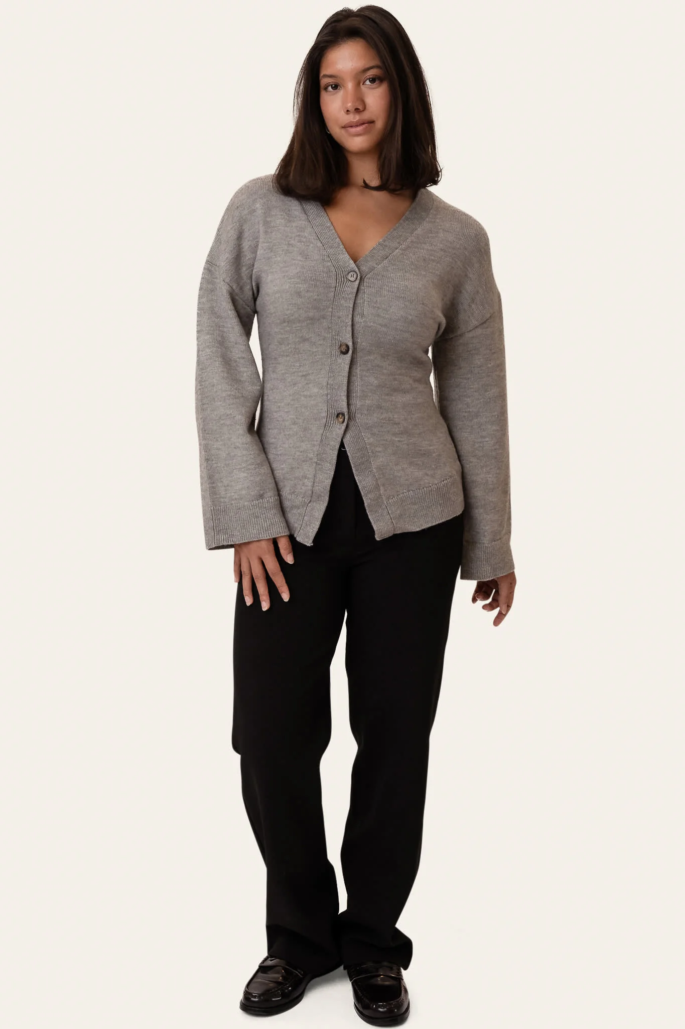 KarmaIC Fitted Cardigan - Grey - Image 3