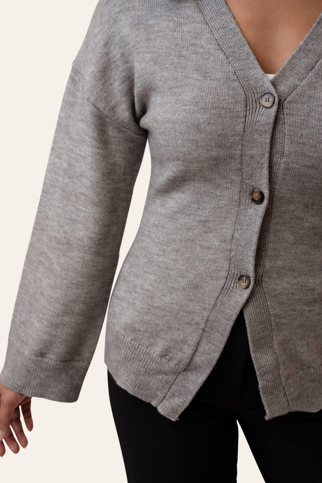 KarmaIC Fitted Cardigan - Grey - Image 4