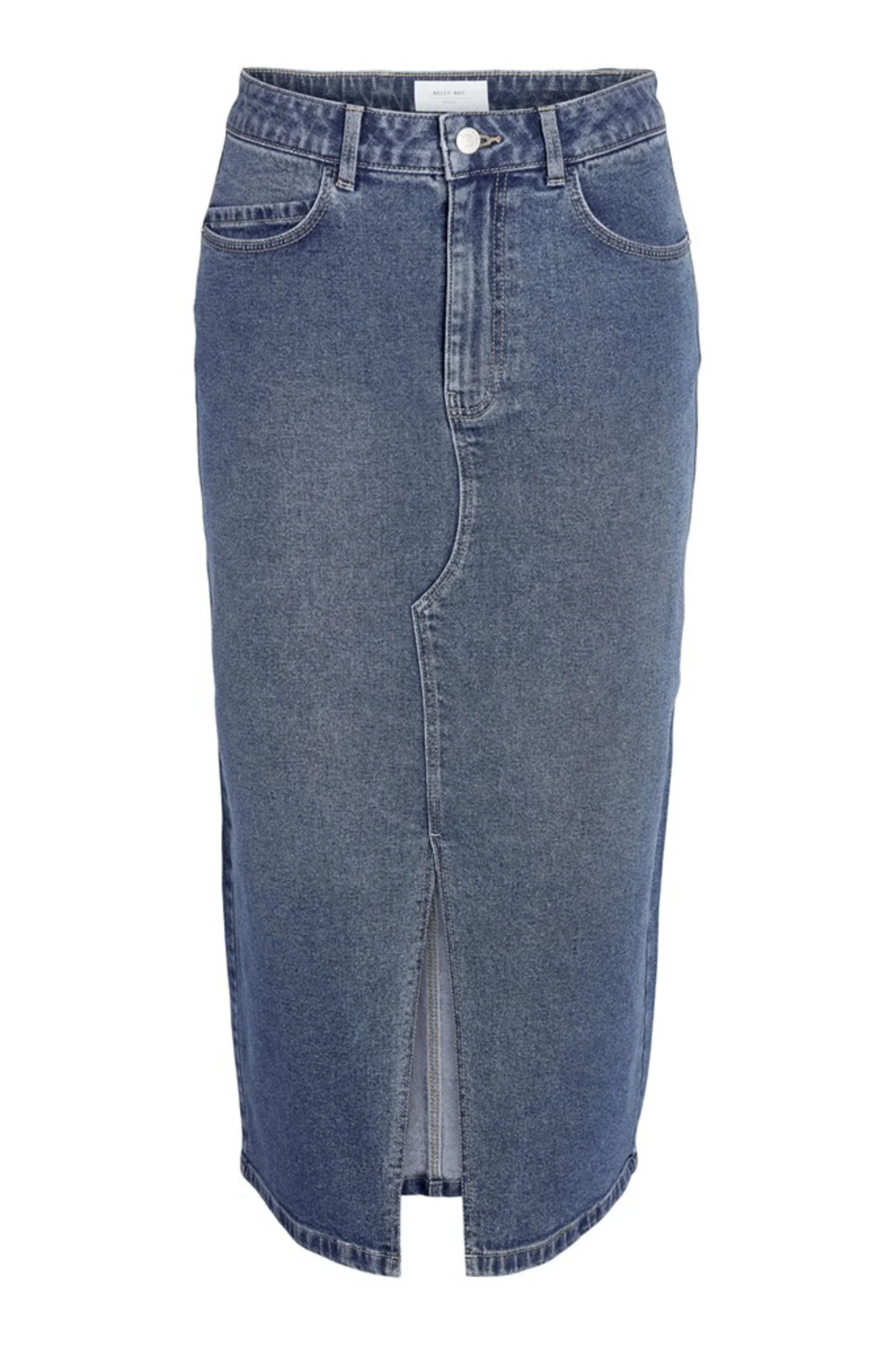 NMKath Slit Midi Shirt - Medium Blue Denim - Image 6
