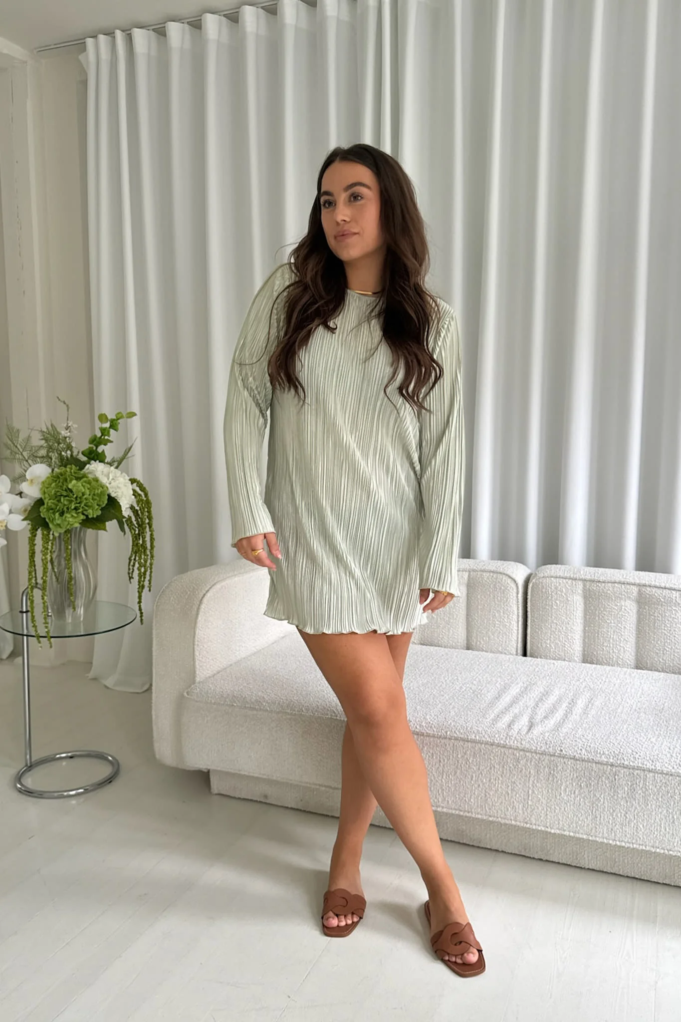 KellyIC Plissé Dress - Light Green - Image 5