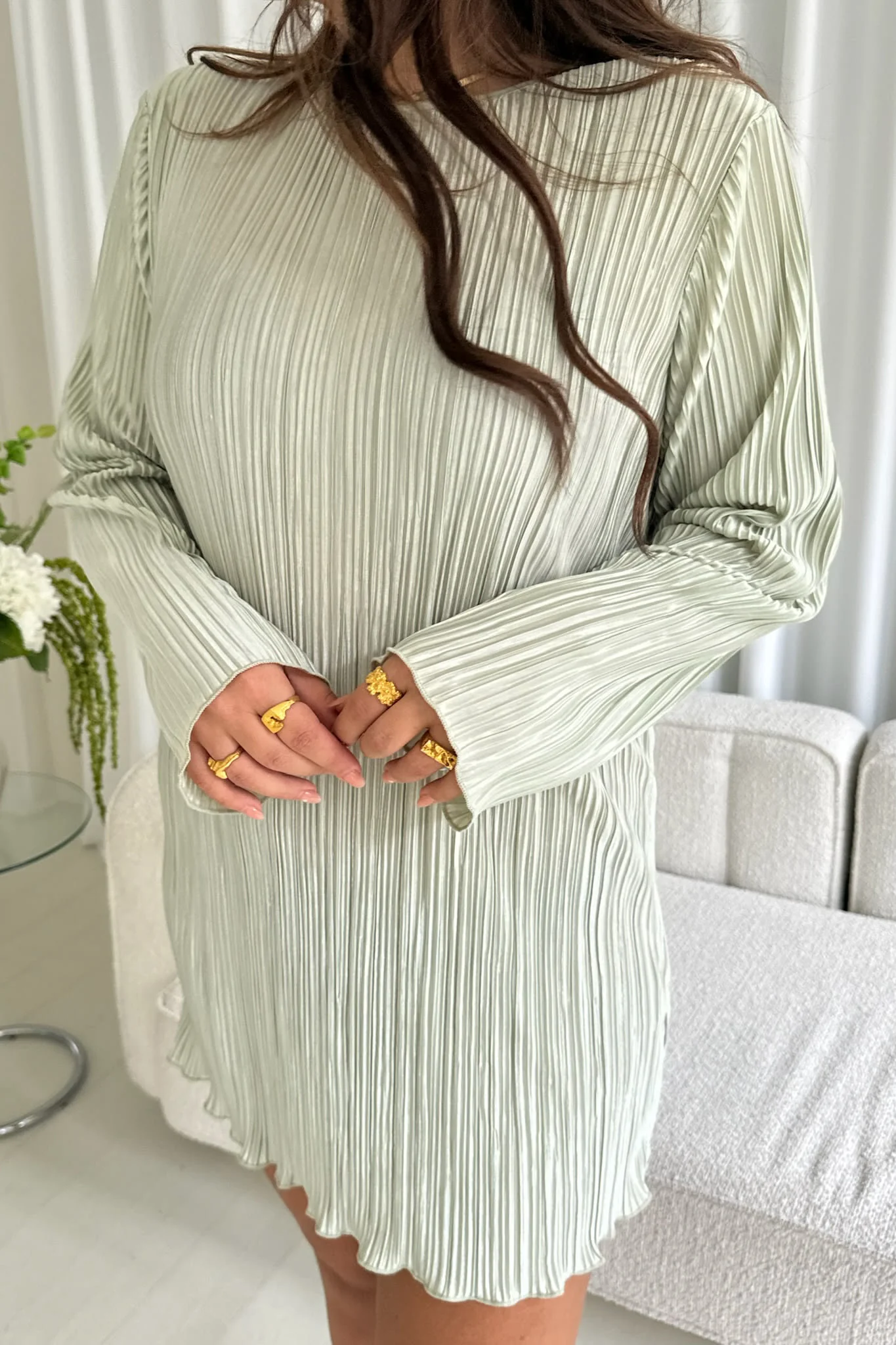 KellyIC Plissé Dress - Light Green - Image 6