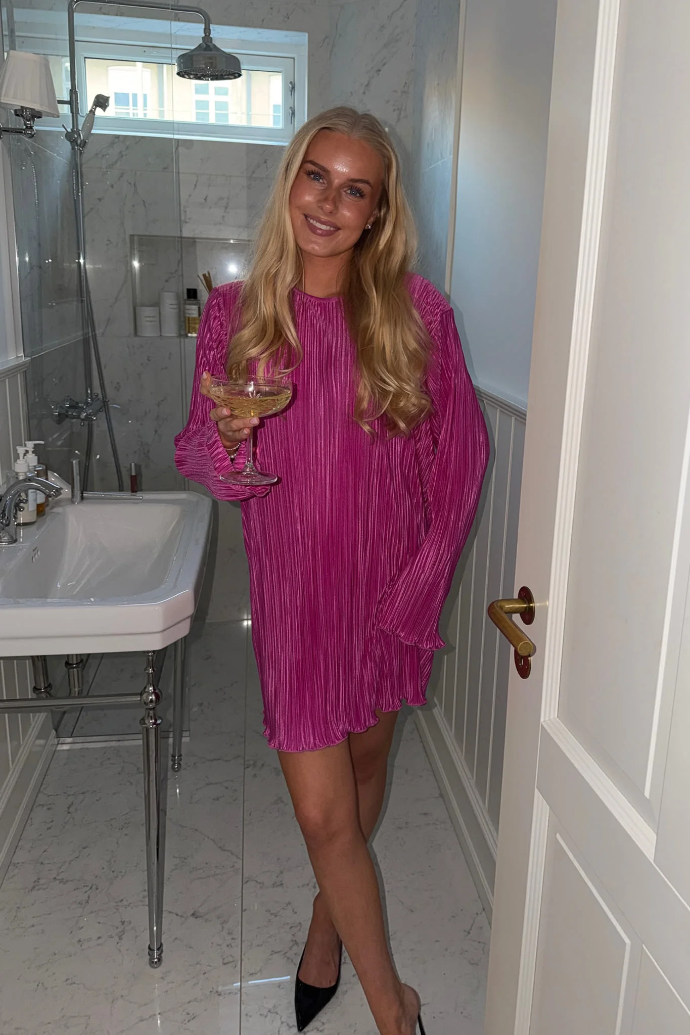 KellyIC Plissé Dress - Fuchsia Pink - Image 5