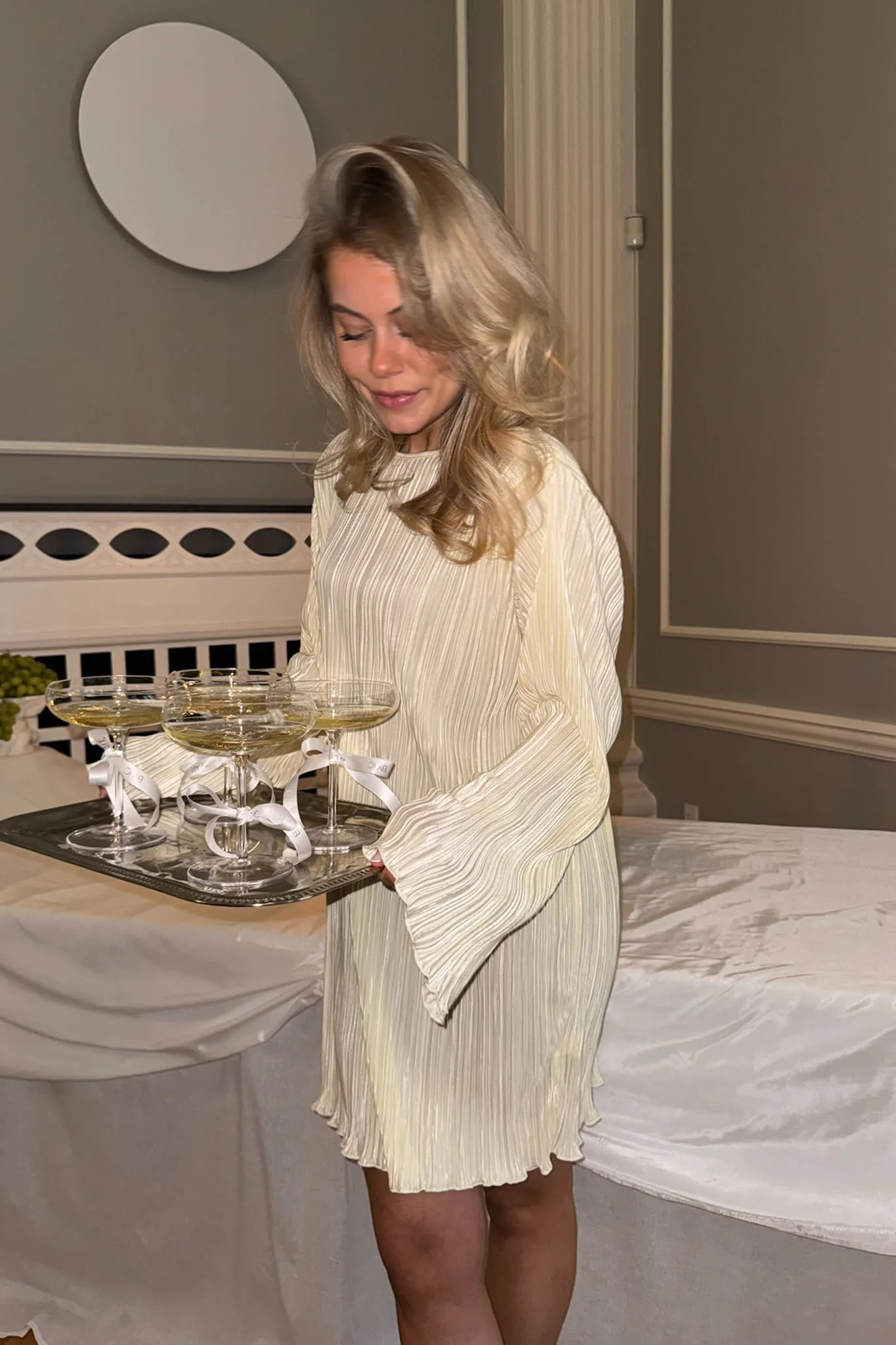KellyIC Plissé Dress - Off White - Image 3
