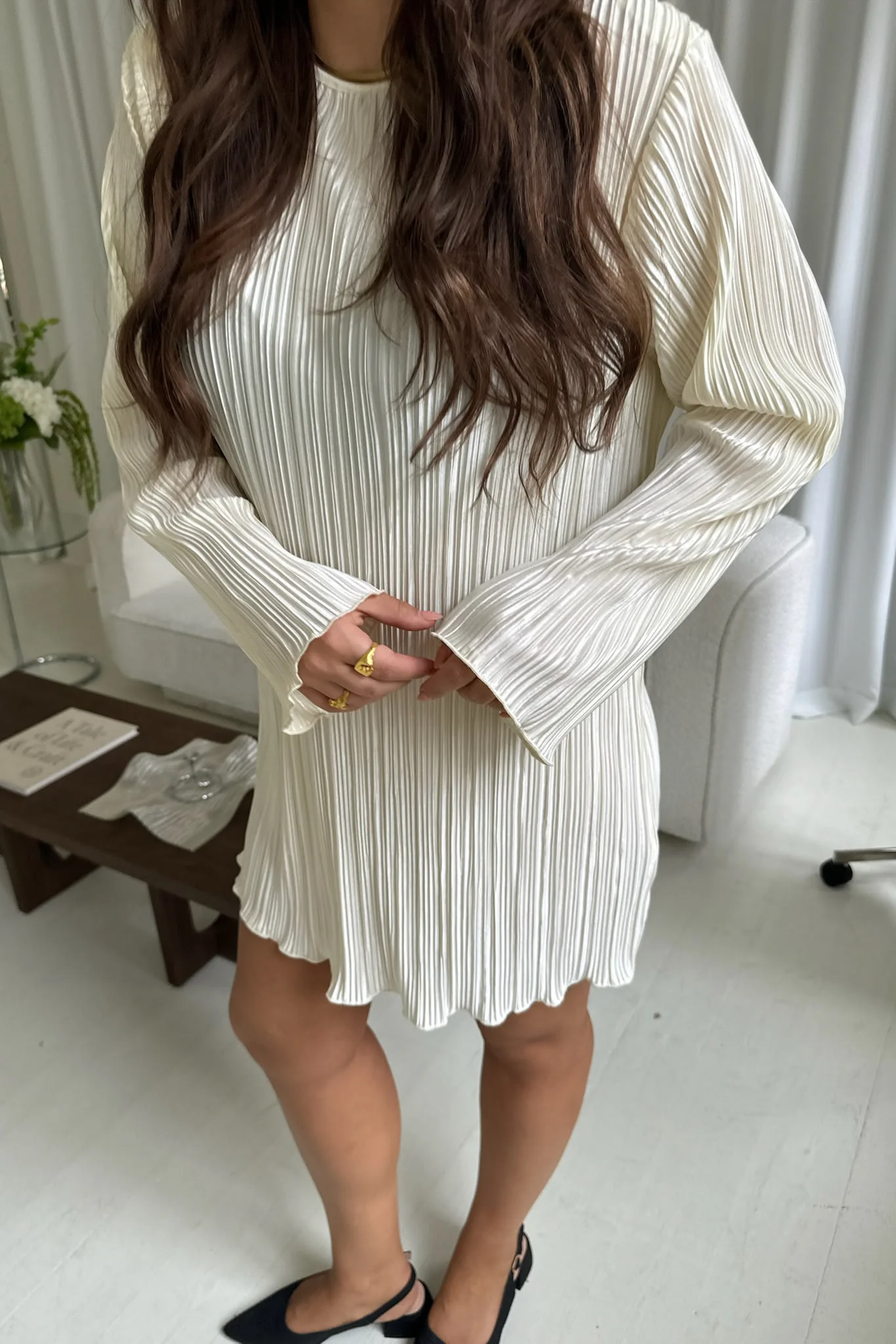 KellyIC Plissé Dress - Off White - Image 6