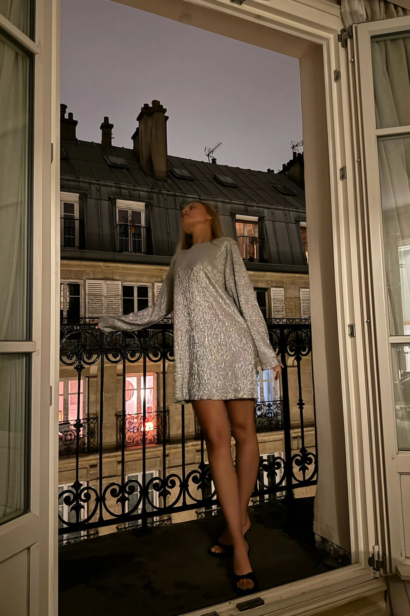 KellyIC Plissé Dress - Silver Glitter - Image 7