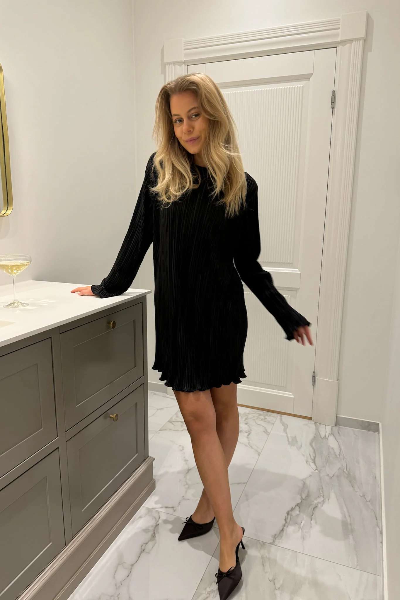 KellyIC Plissé Dress - Black - Image 8
