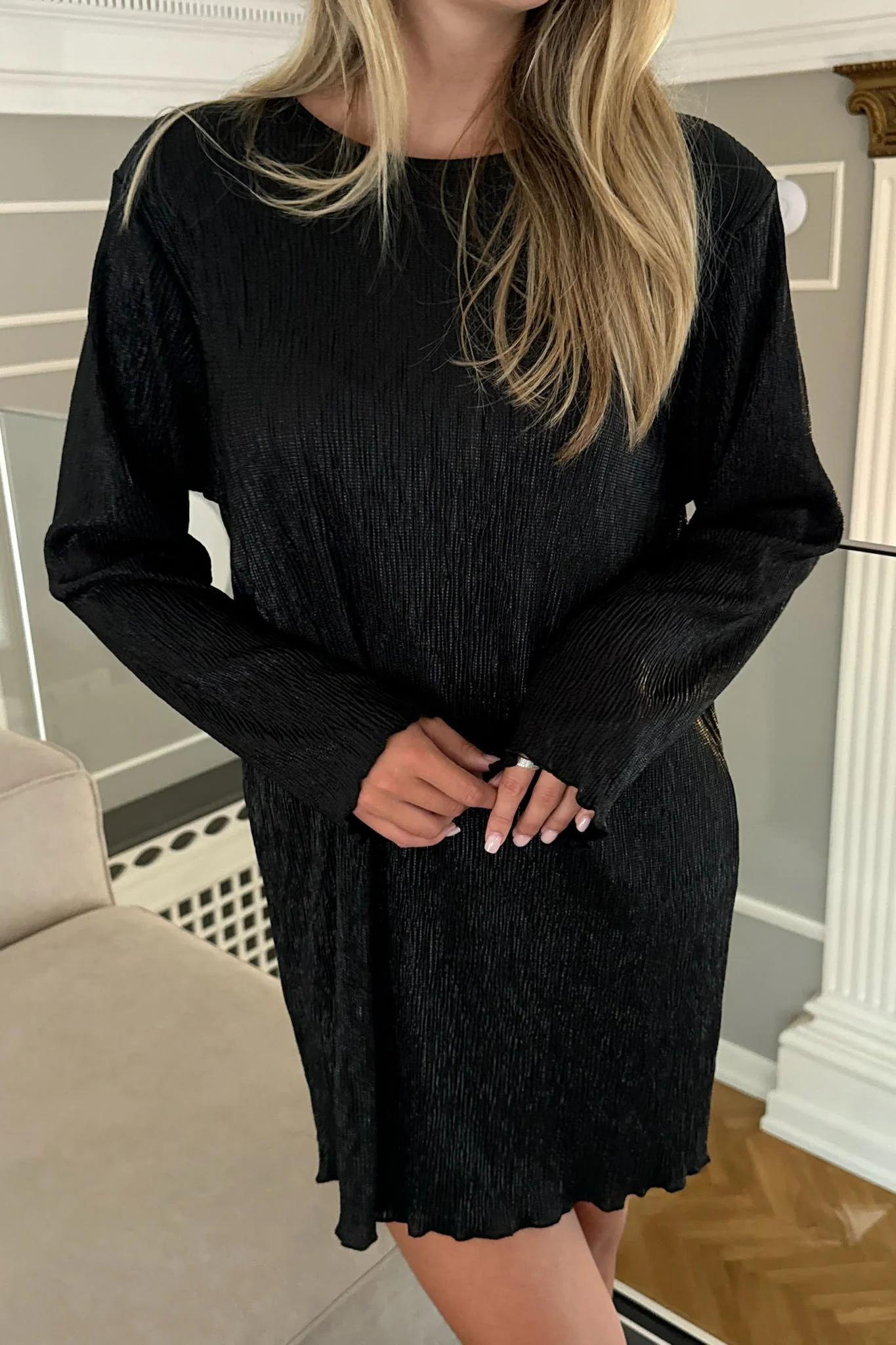 KellyIC Plissé Dress - Black Glitter - Image 5