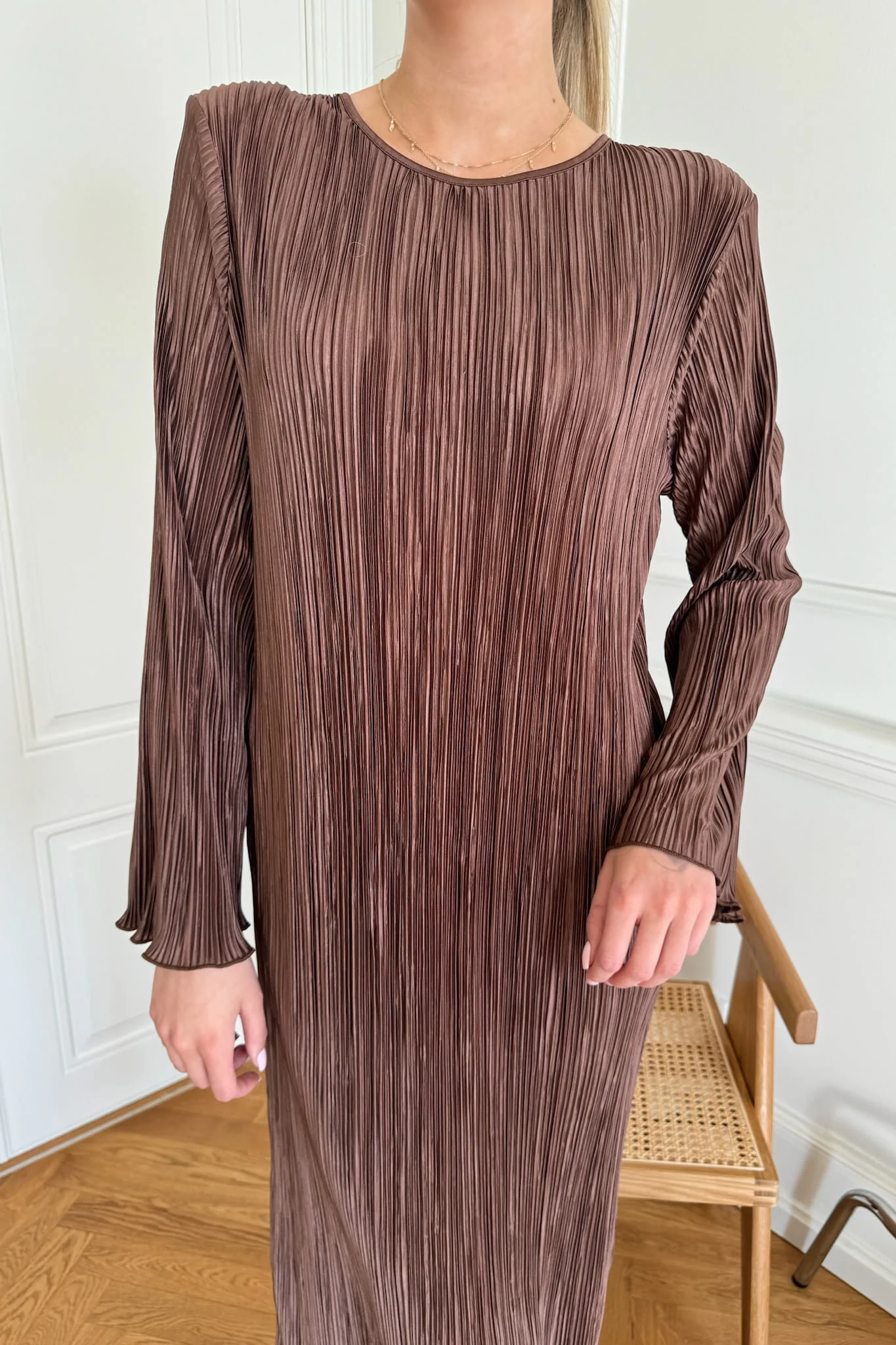 KellyIC Long Plissé Dress - Brown - Image 12