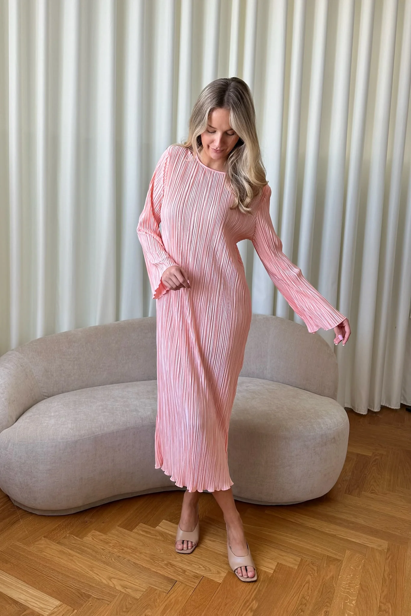 KellyIC Long Plissé Dress - Light Pink - Image 8