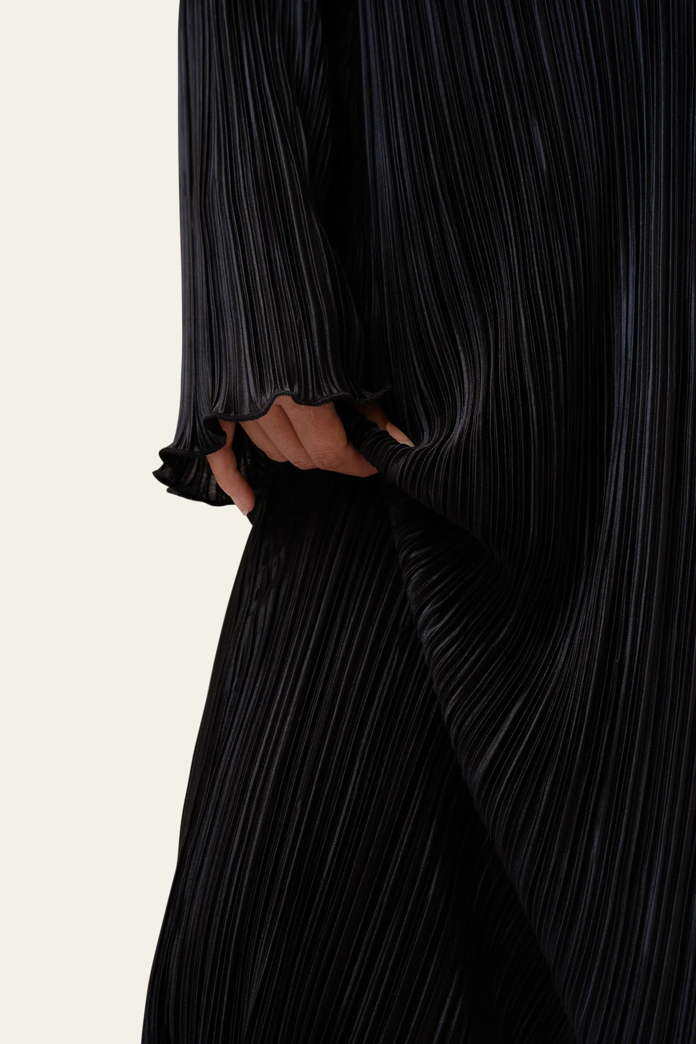 KellyIC Long Plissé Dress - Black - Image 3