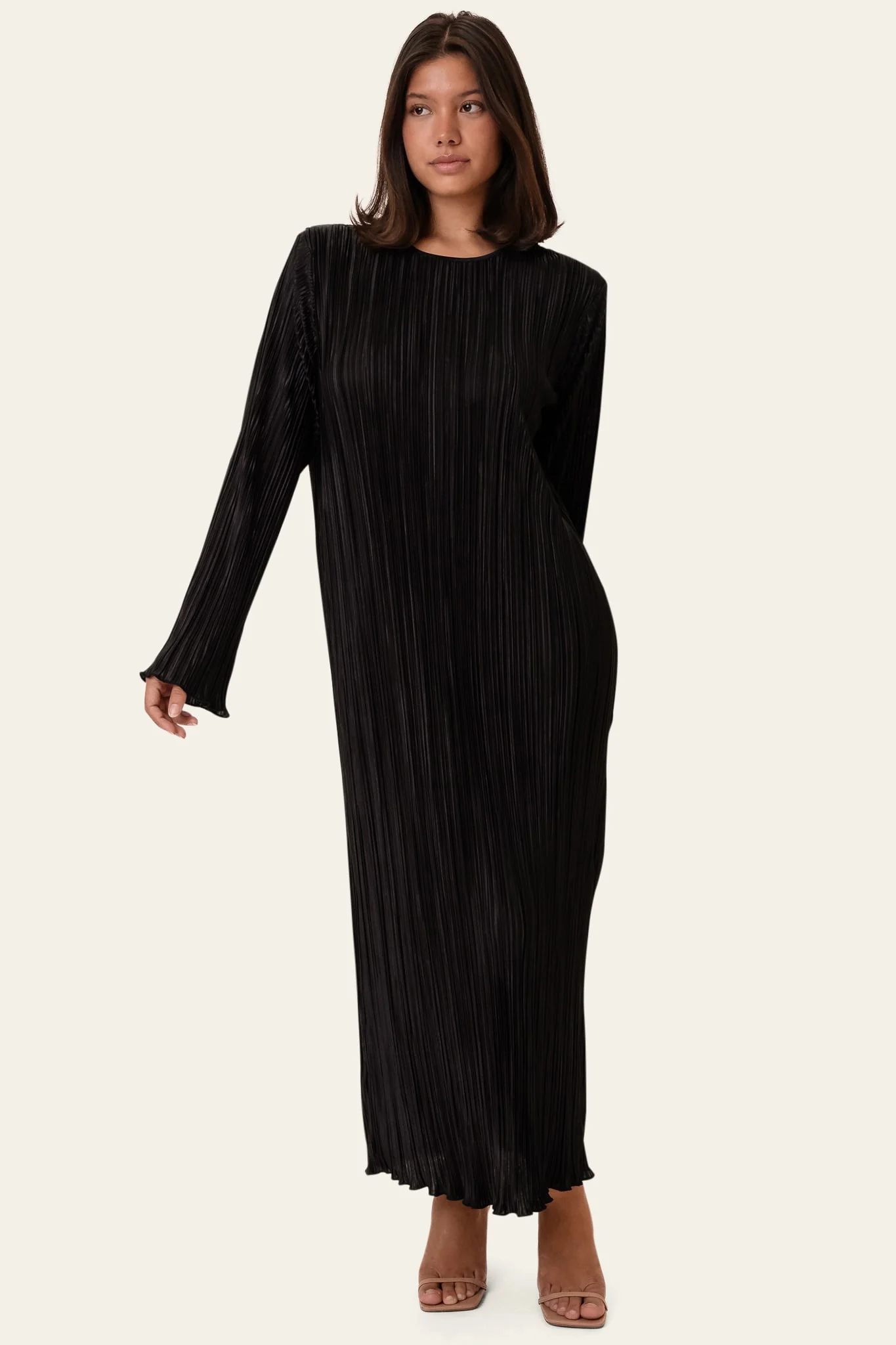 KellyIC Long Plissé Dress - Black - Image 4