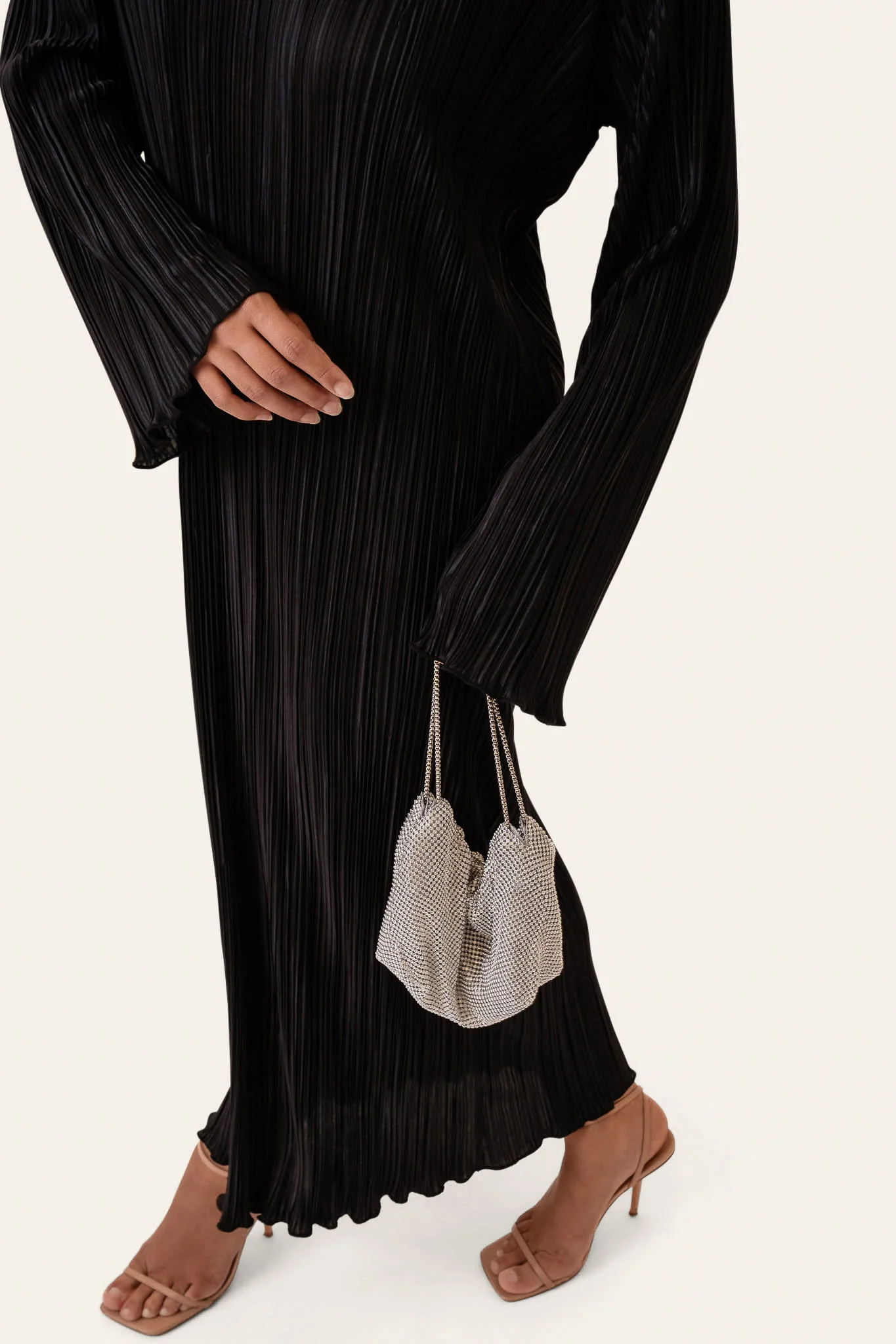 KellyIC Long Plissé Dress - Black - Image 5
