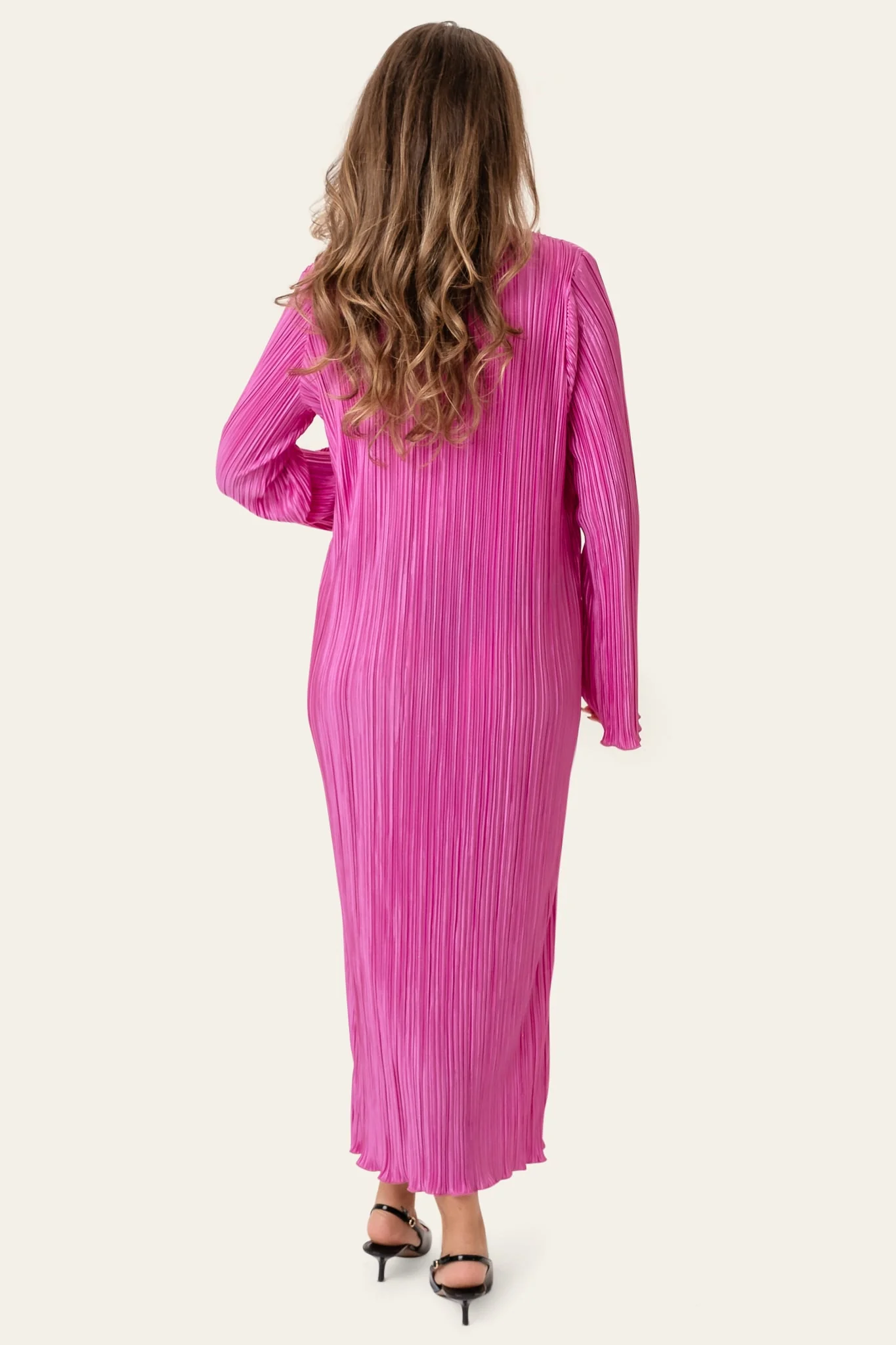 KellyIC Long Plissé Dress - Fuchsia Pink - Image 4