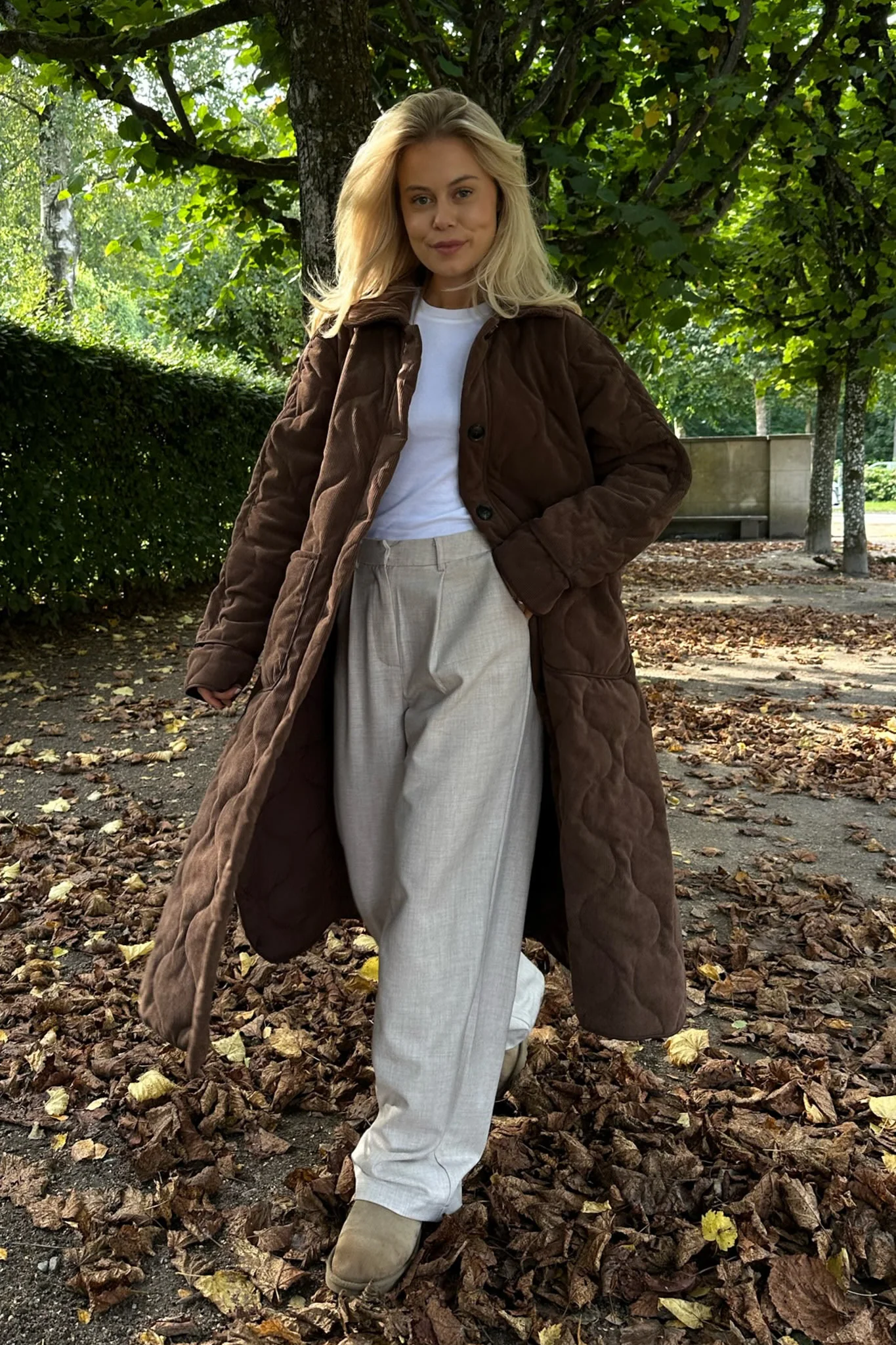 JosieIC Long Quilted Jacket - Brown Corduroy - Image 6