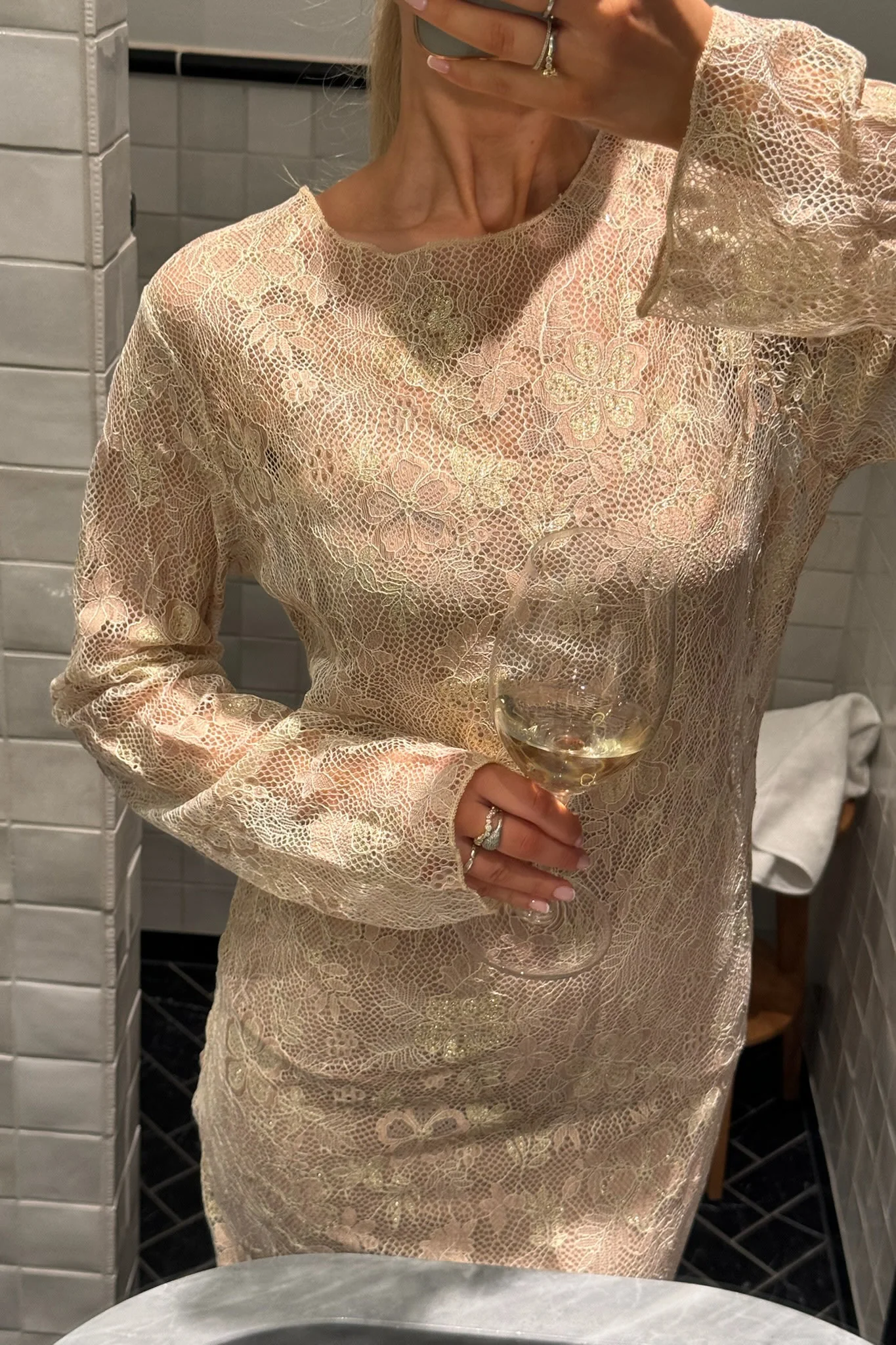 LeaIC Lace Dress - Gold Rose Flower - Image 4