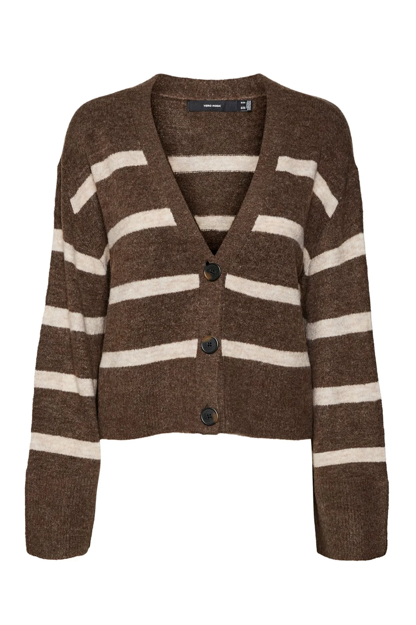 VMLefile LS Vneck Button Cardigan - Brown Lentil W Birch - Image 8