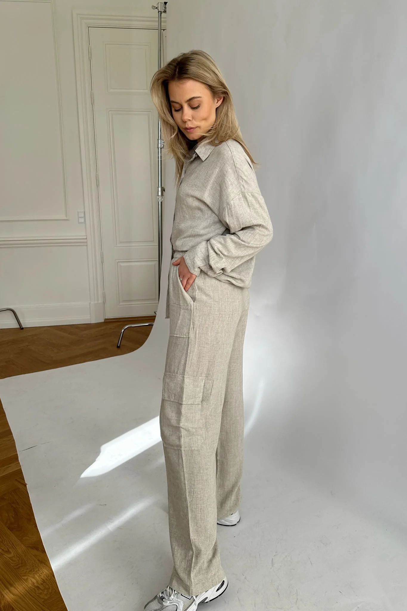 NMLeilani NW Loose Cargo Pants - Naturel - Image 3