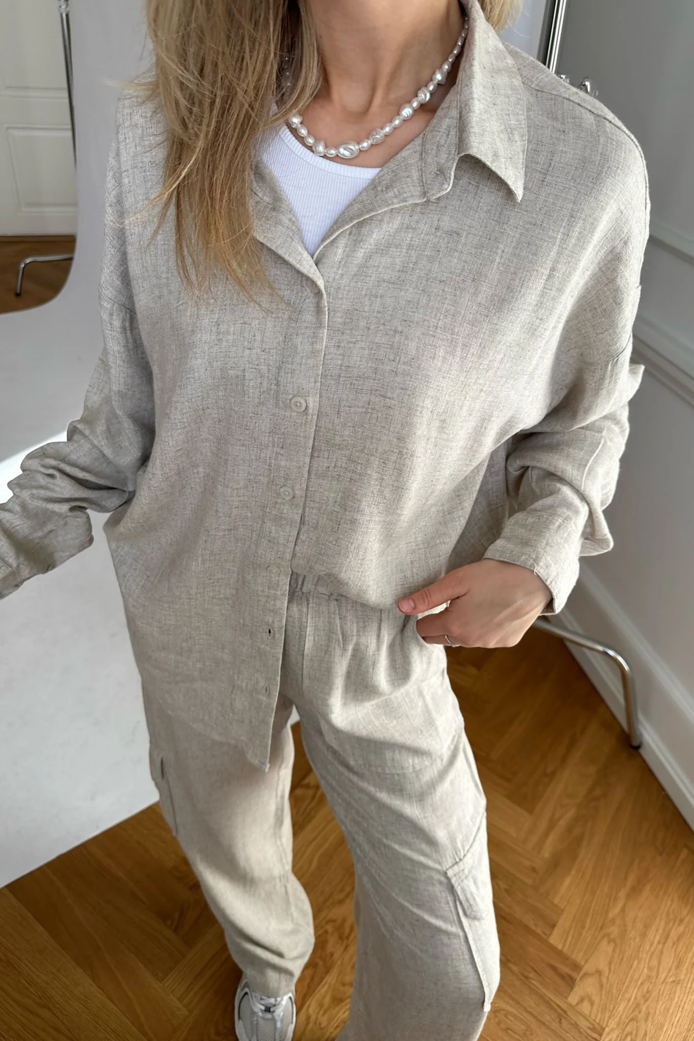 NMLeilani NW Loose Cargo Pants - Naturel - Image 5