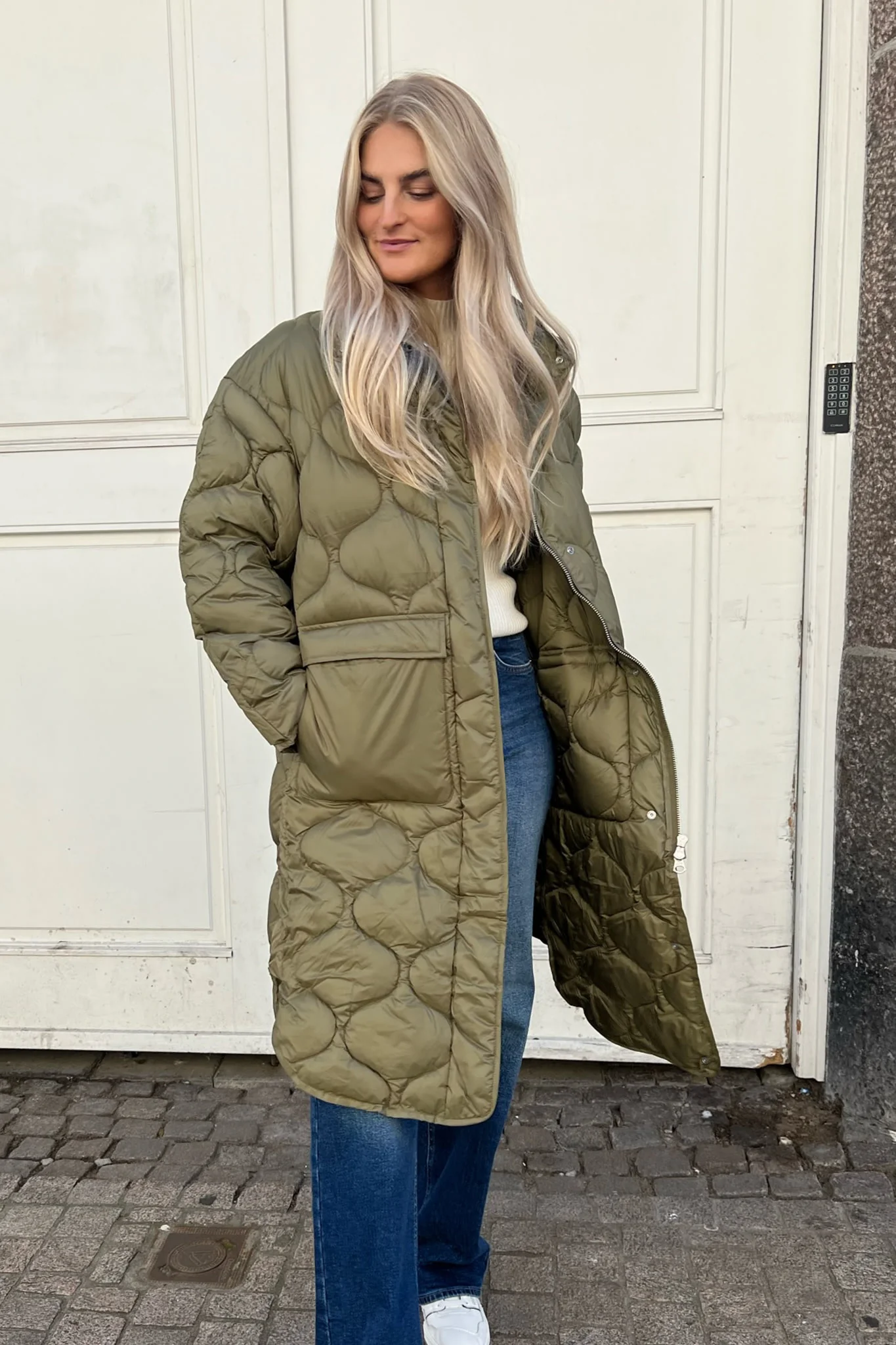 JXLenora Shiny Quilted Coat - Burnt Olive - Image 7