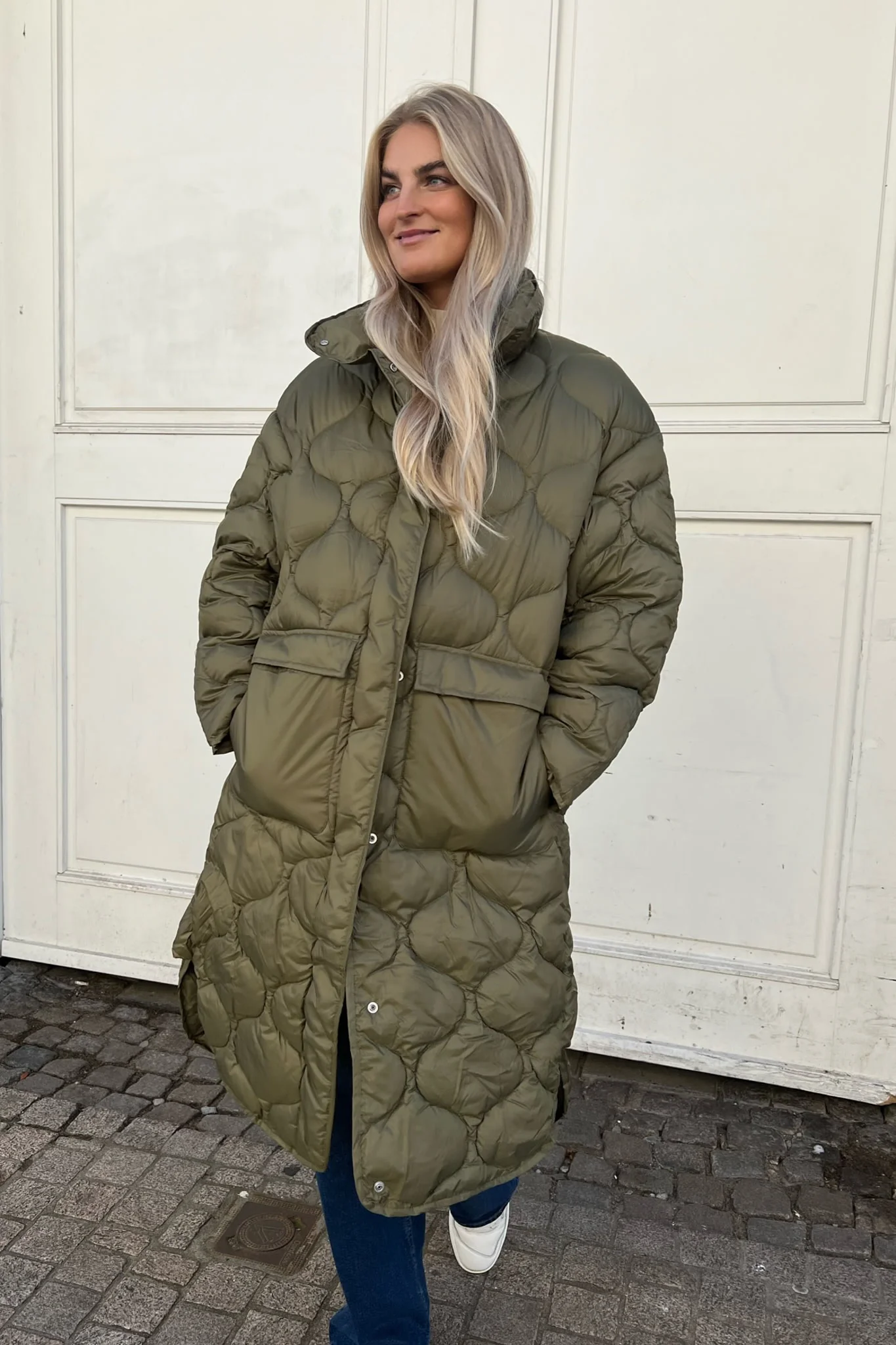 JXLenora Shiny Quilted Coat - Burnt Olive - Image 8