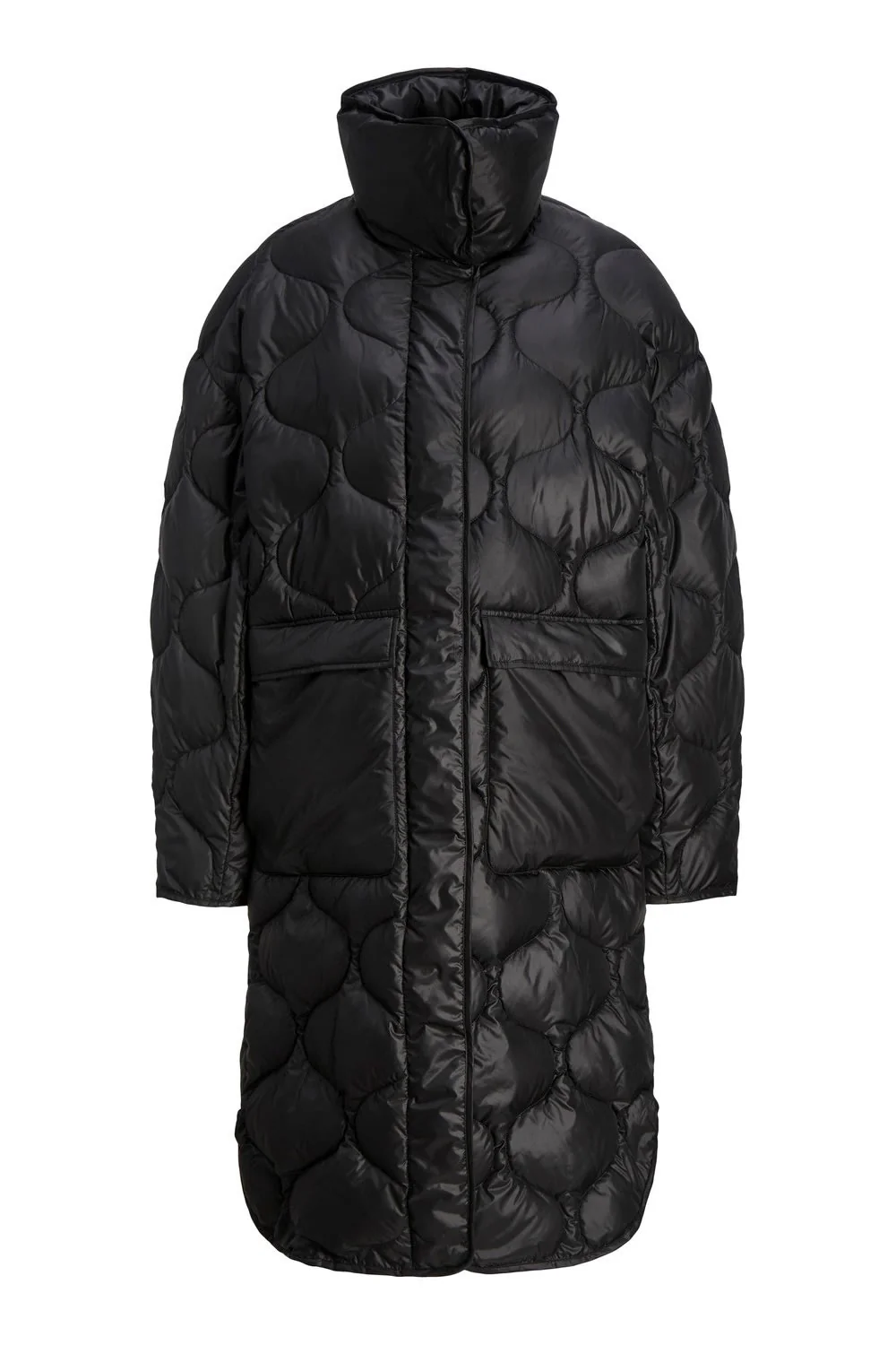 JXLenora Shiny Quilted Coat - Black - Image 9