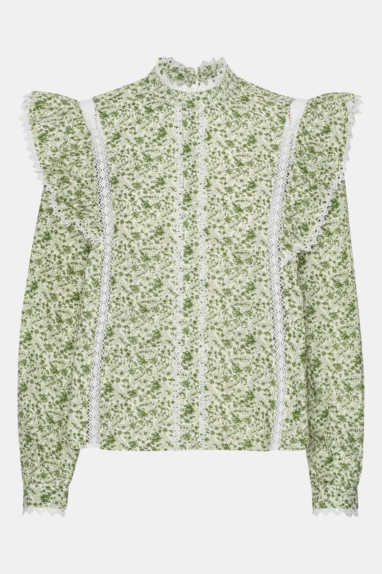 LiaIC Lace Shirt - Green Garden Print - Image 5