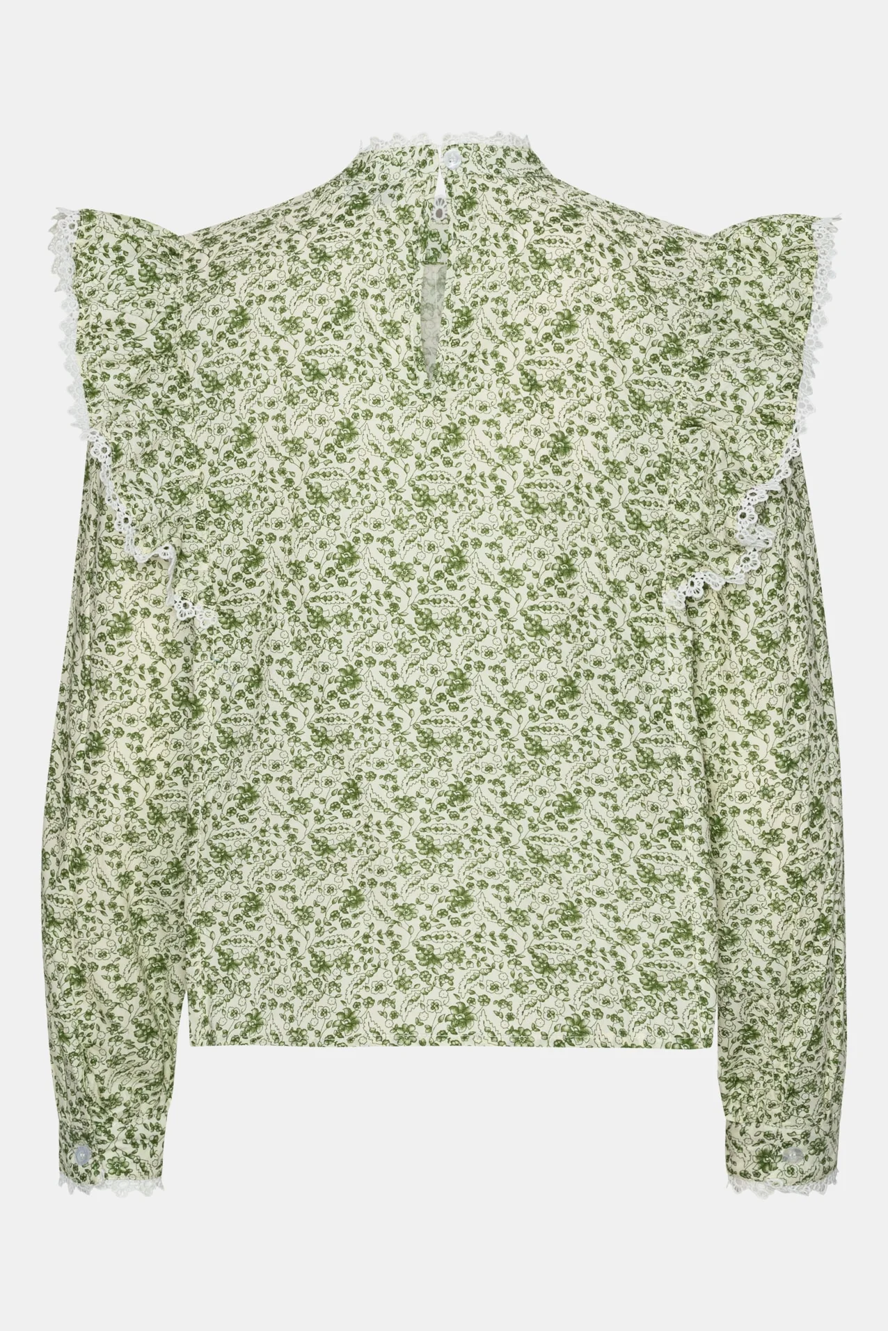 LiaIC Lace Shirt - Green Garden Print - Image 6