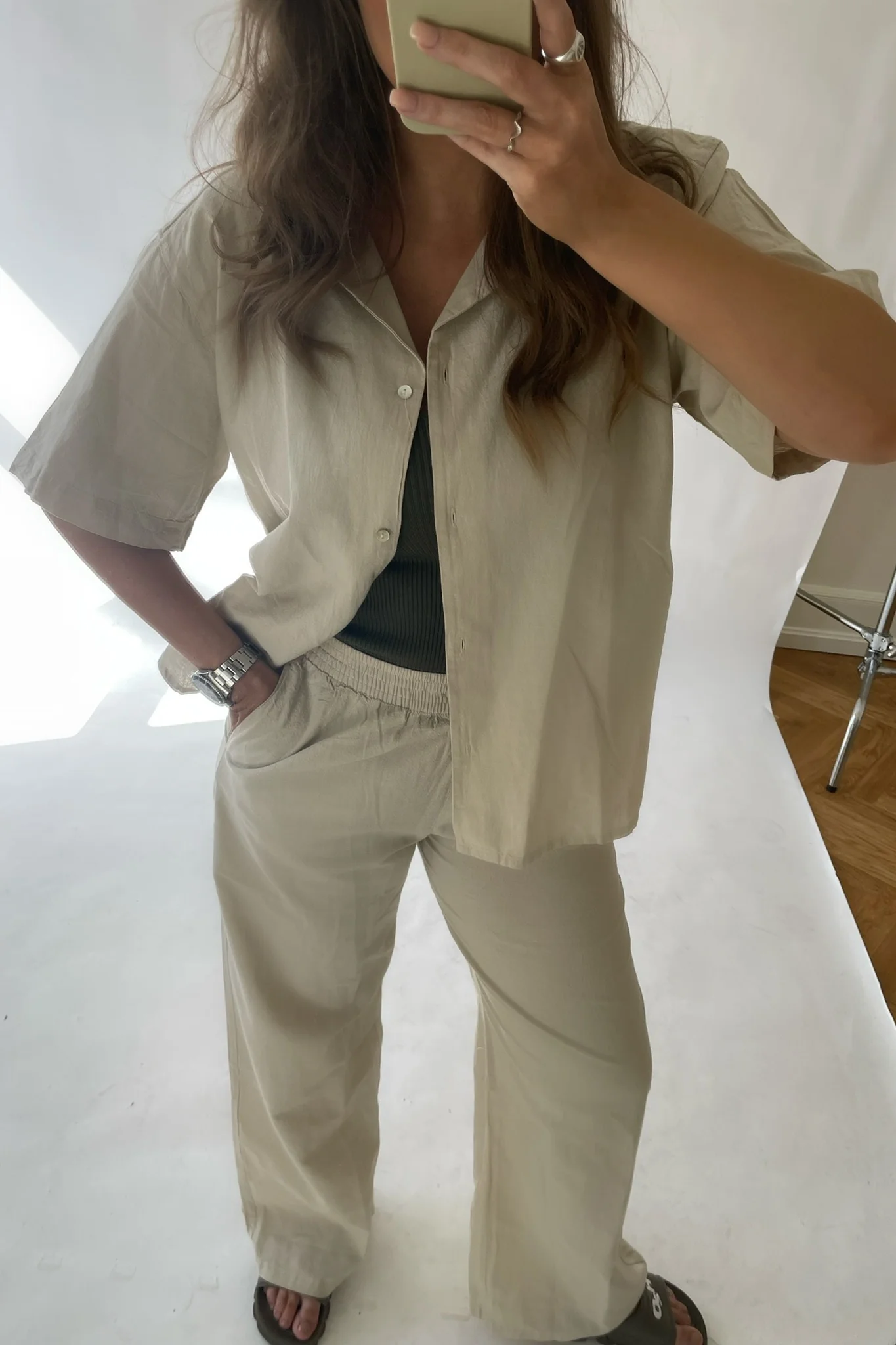 JXLisa SS Comfort Linen Shirt - Fog - Image 6