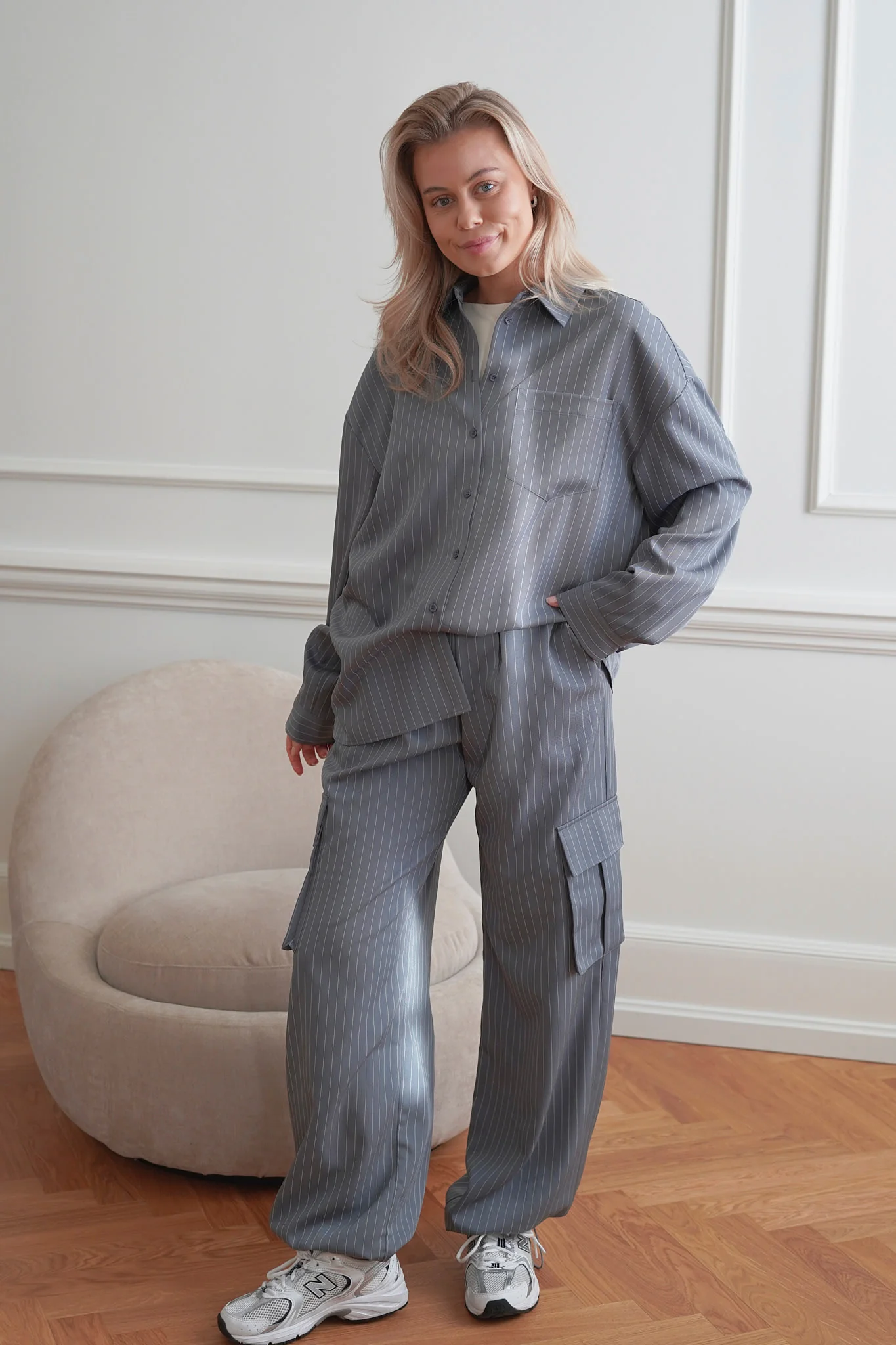 LivaIC Cargo Pants - Dark Grey Pinstripe - Image 5