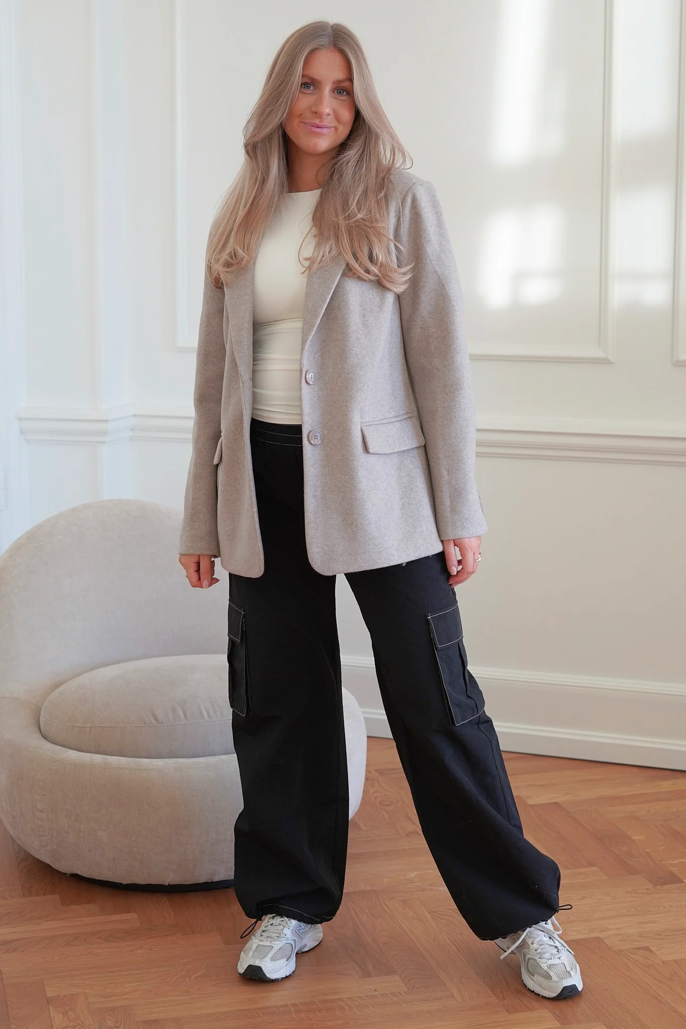 LivaIC Cargo Pants - Black With White Stitching - Image 5