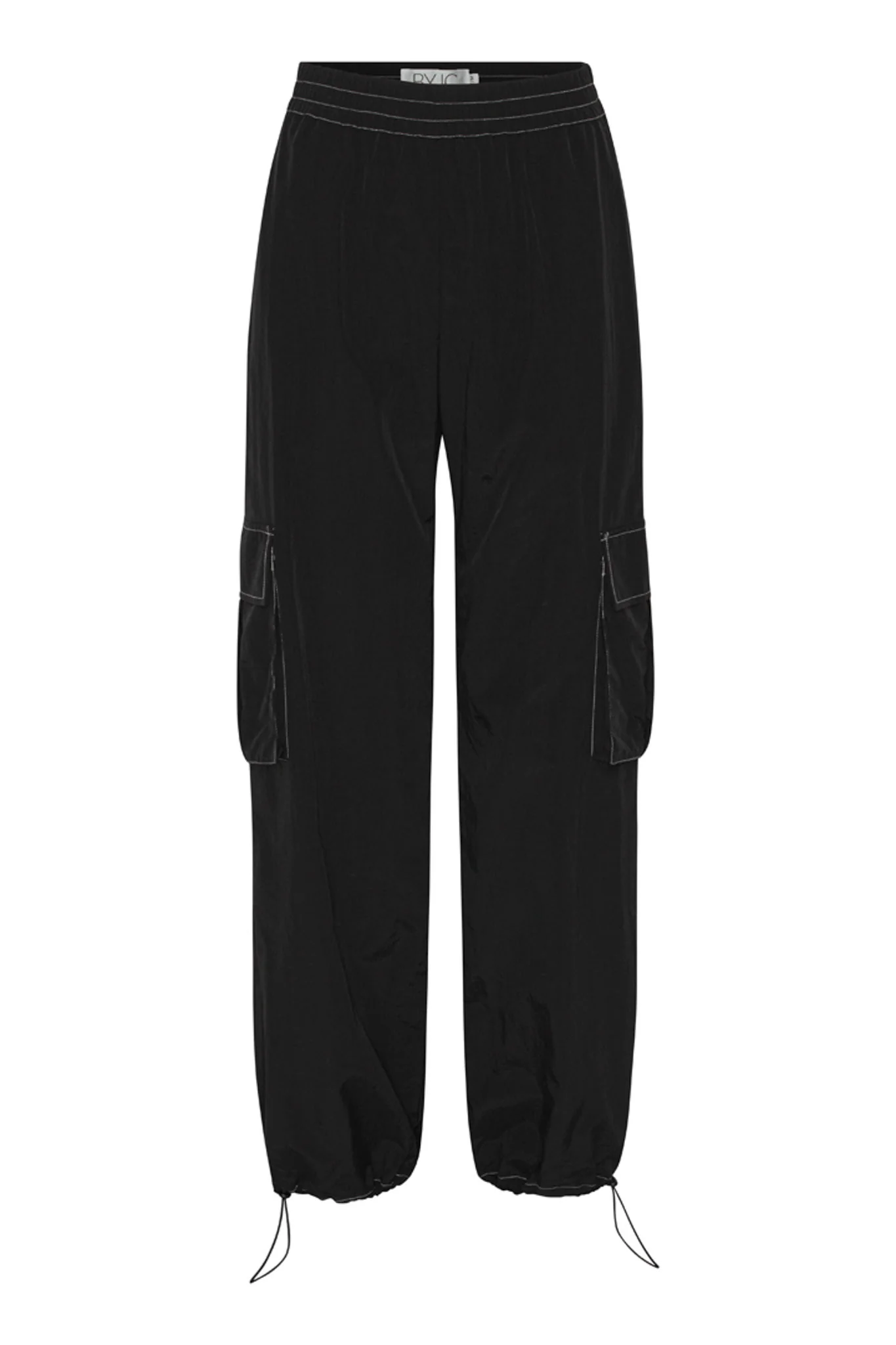 LivaIC Cargo Pants - Black With White Stitching - Image 7