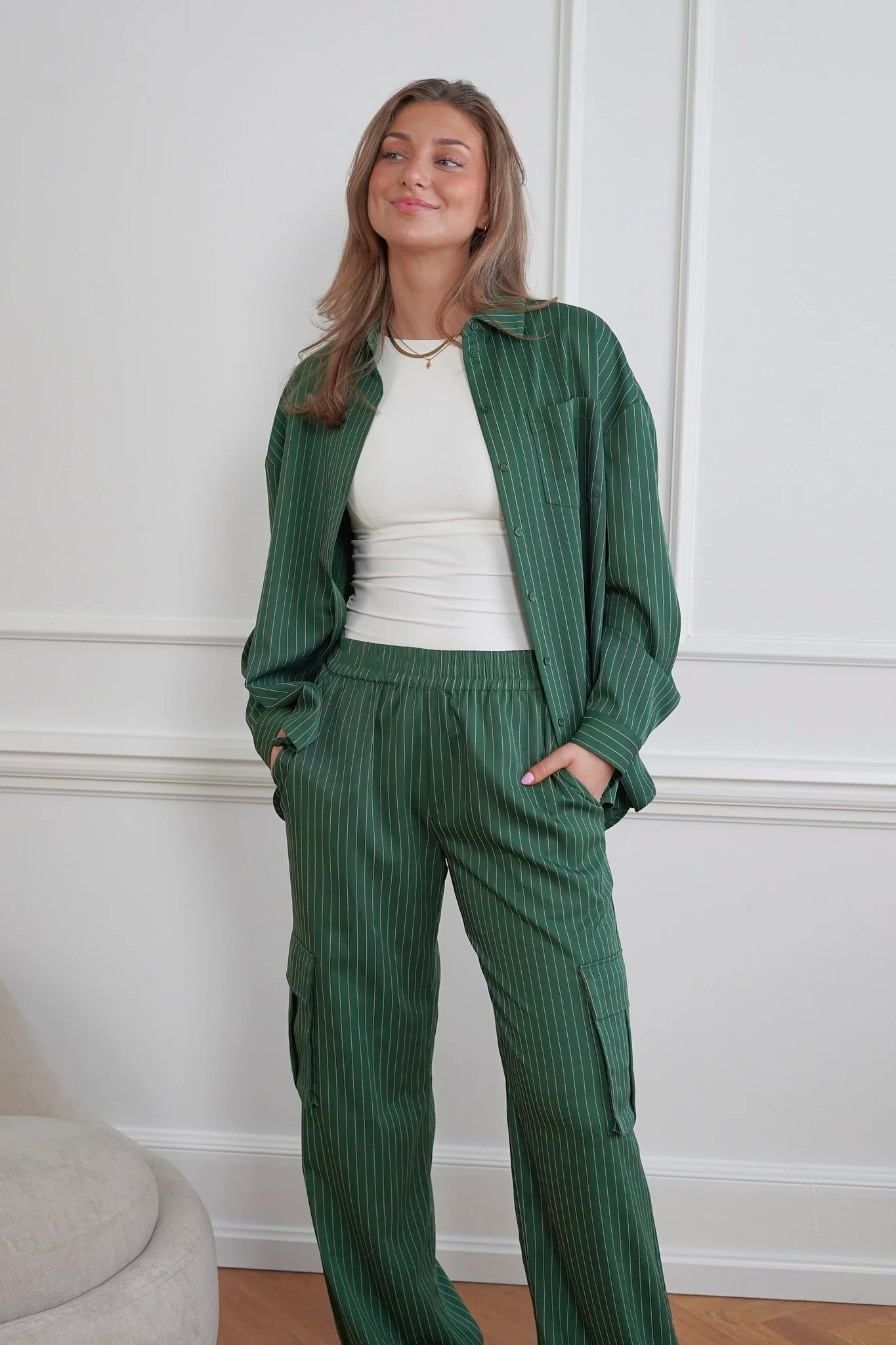 LivaIC Shirt - Dark Green Pinstripe - Image 7