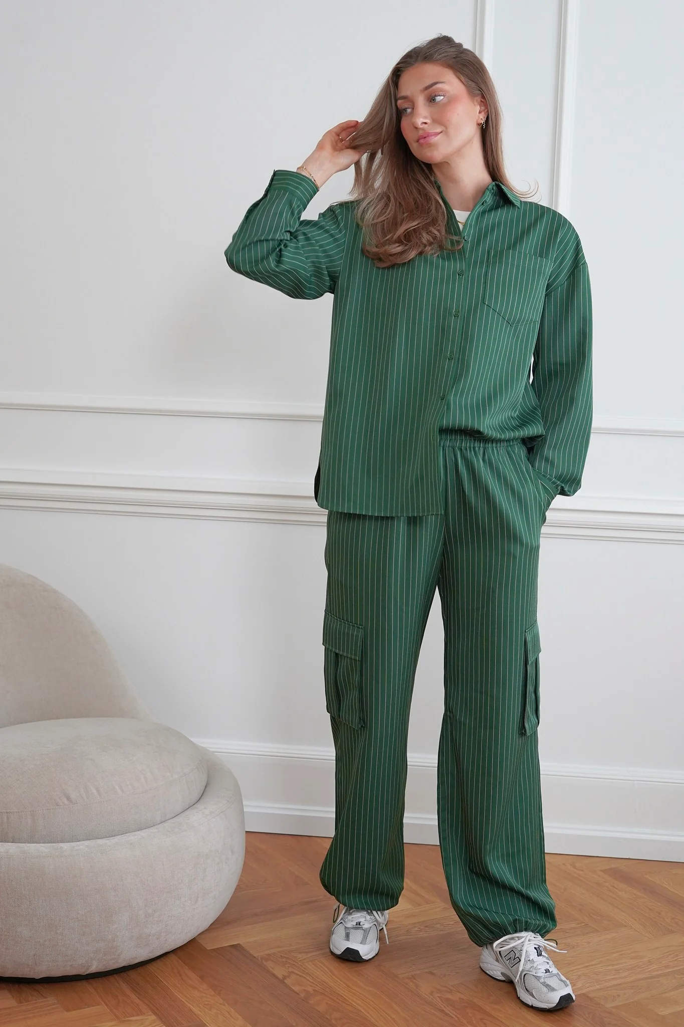 LivaIC Shirt - Dark Green Pinstripe - Image 8