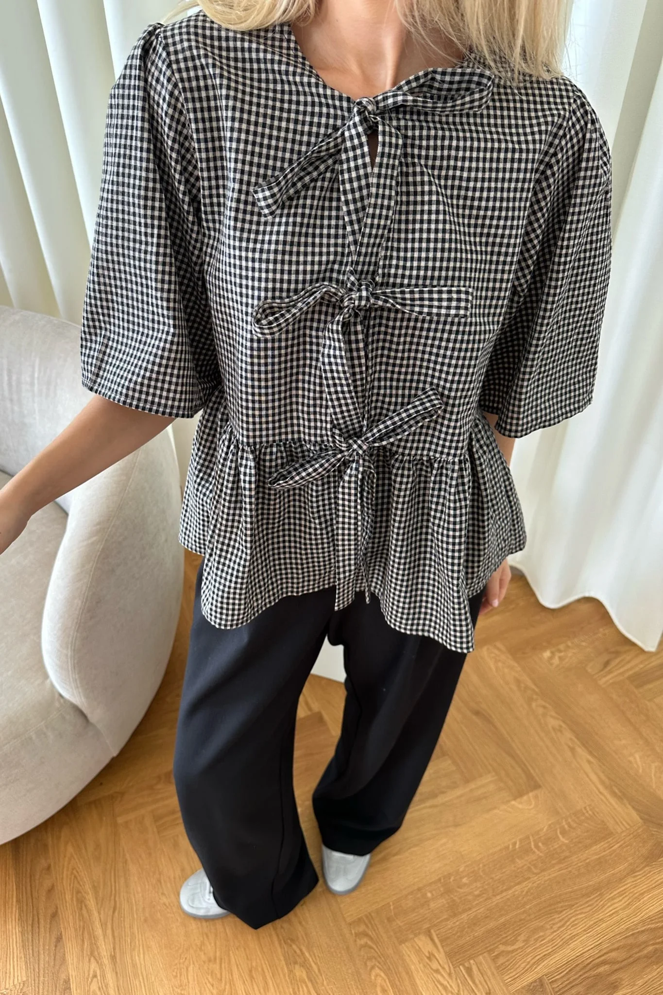 LulaIC Top - Beige/Black Checks - Image 2
