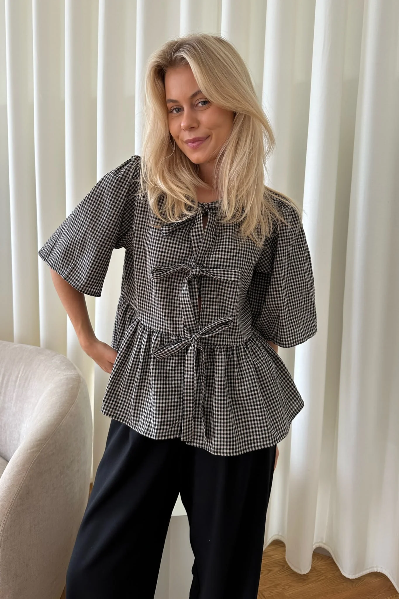 LulaIC Top - Beige/Black Checks - Image 3