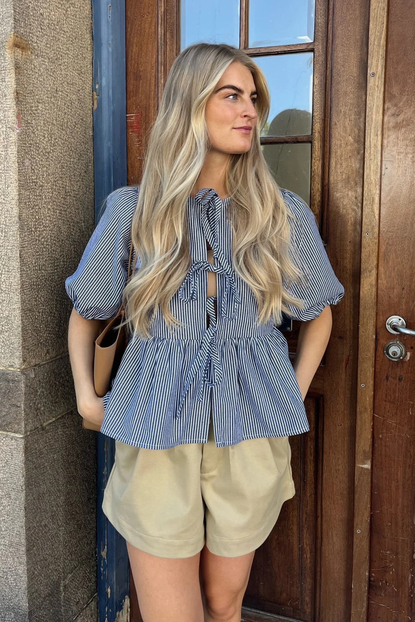 LulaIC Top - Blue Woven Stripe - Image 7