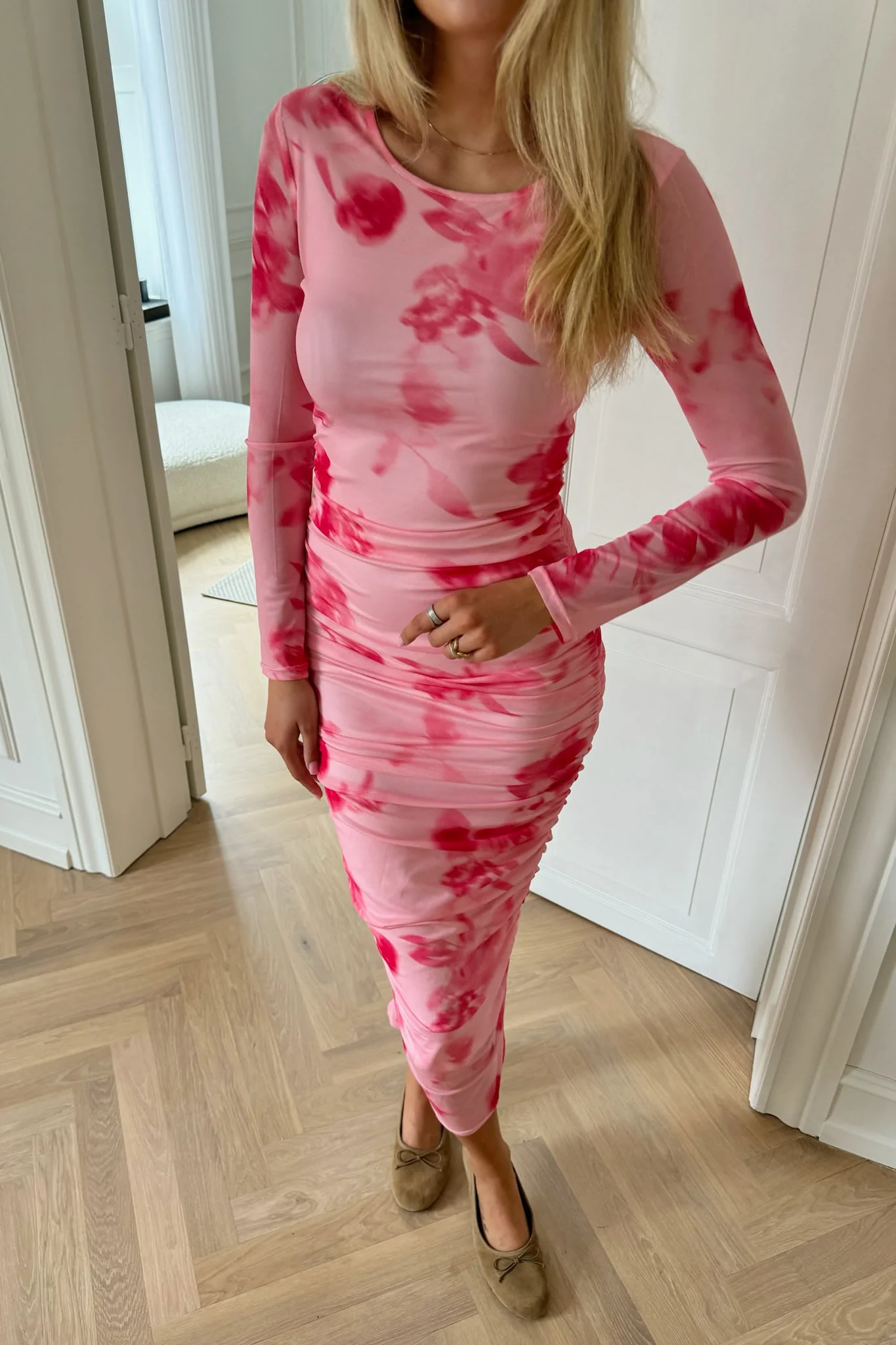 MaiIC Mesh Dress - Abstract Pink Flower Print - Image 2