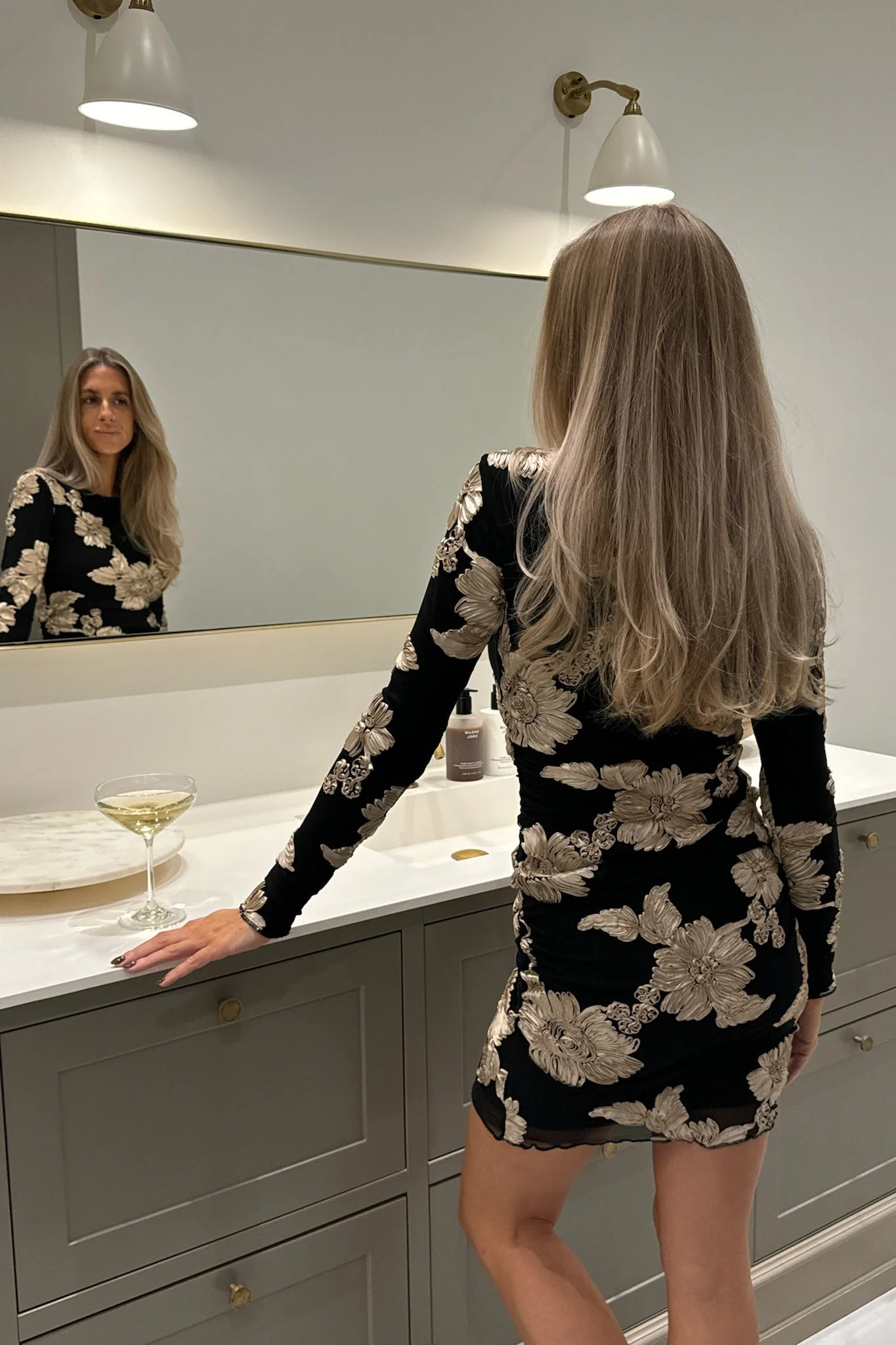 MajaIC Mesh Dress - Black Beige Flower - Image 9