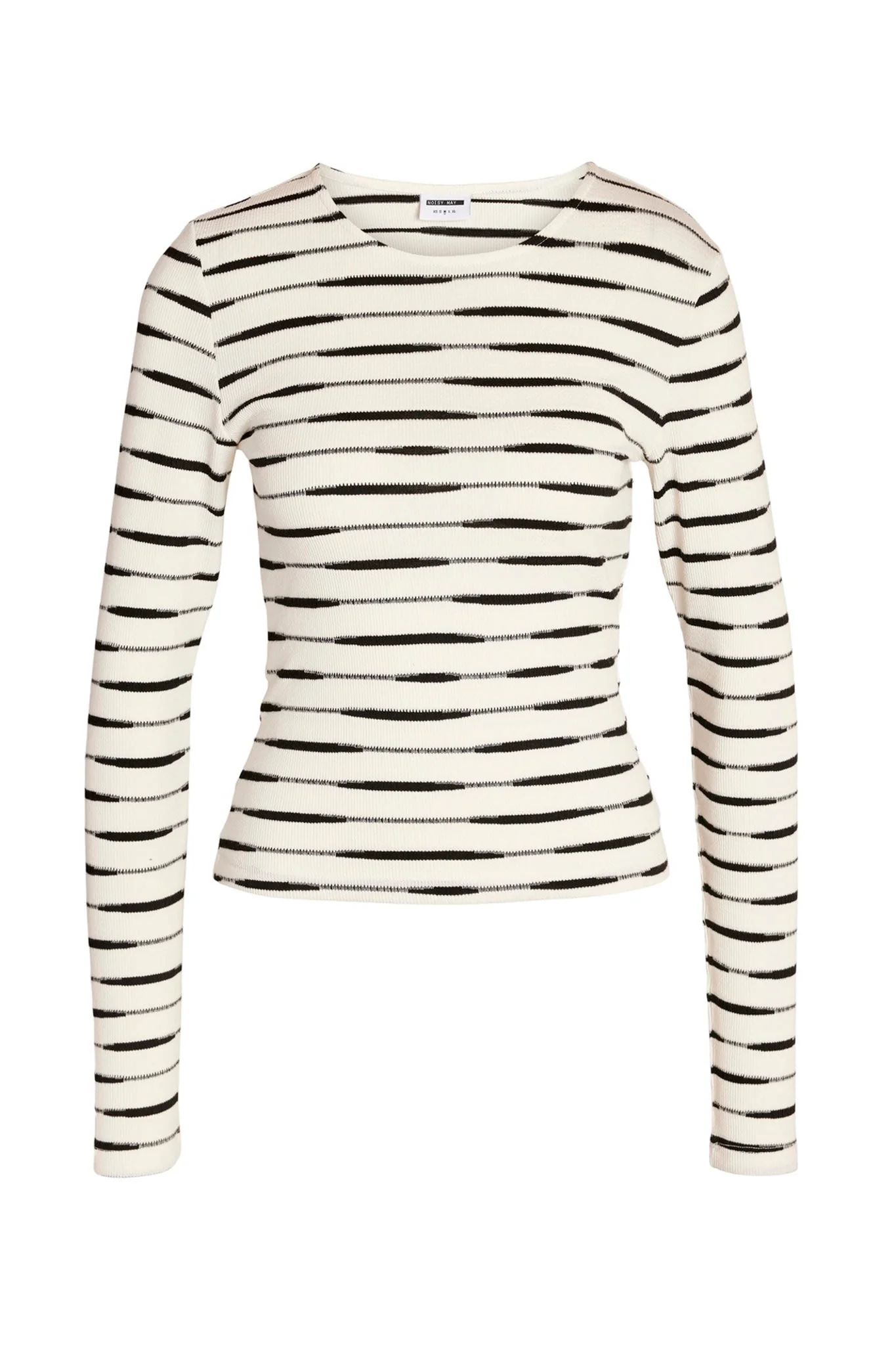 NMMalina LS Stripe Top - Snow White Black - Image 5