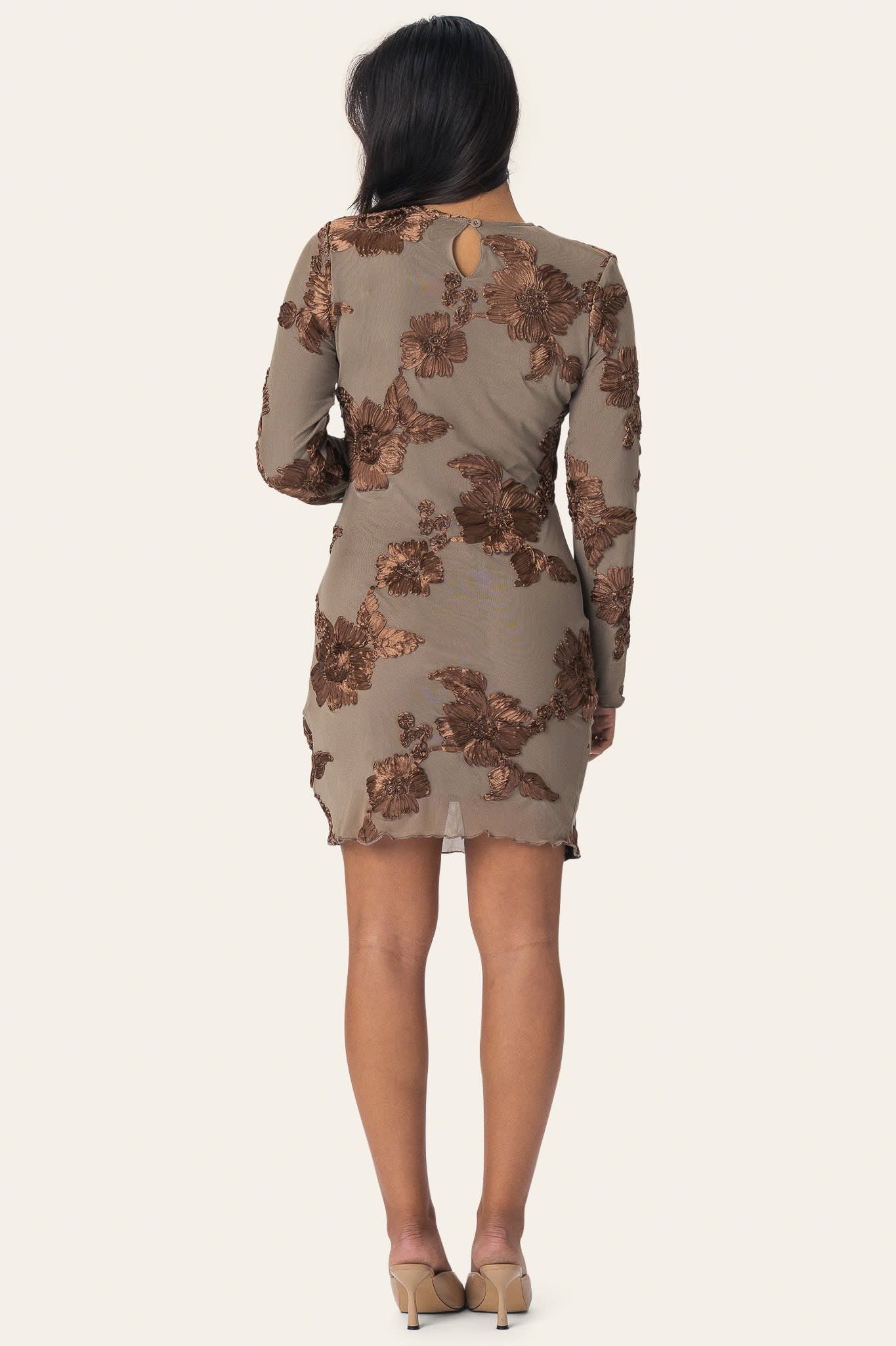 MalouIC Mesh Dress - Mocca Flower - Image 4