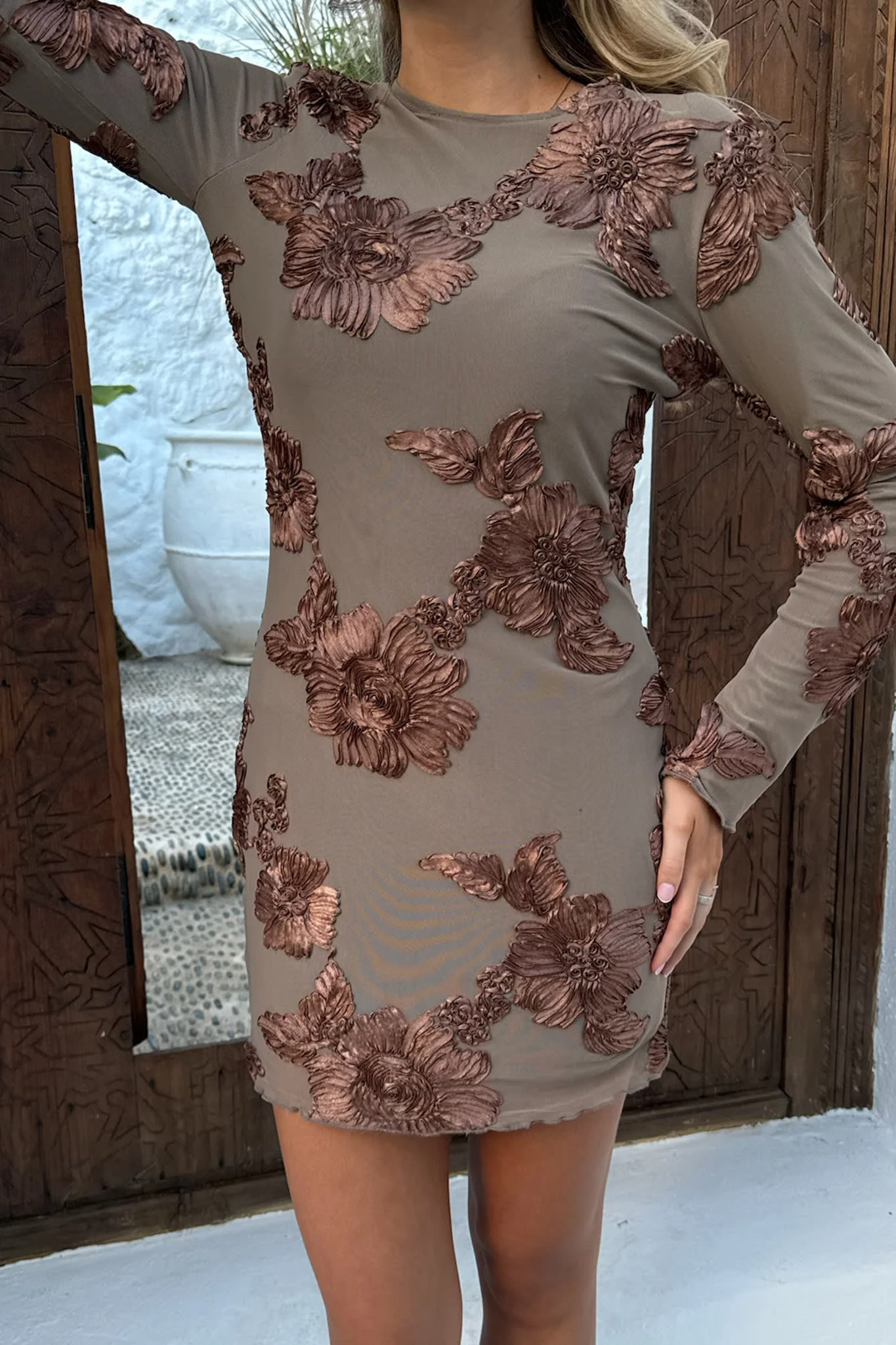 MalouIC Mesh Dress - Mocca Flower - Image 7
