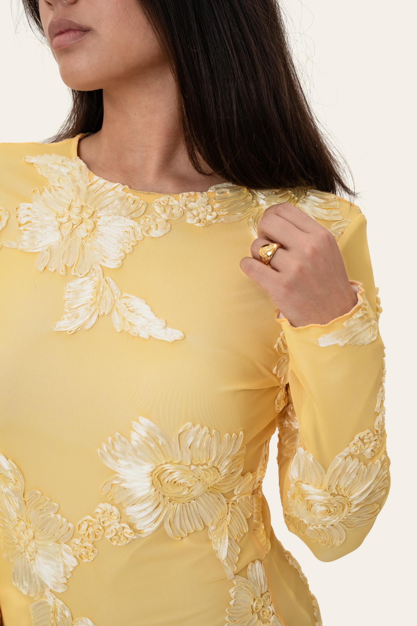 MalouIC Mesh Dress - Yellow Flower - Image 4
