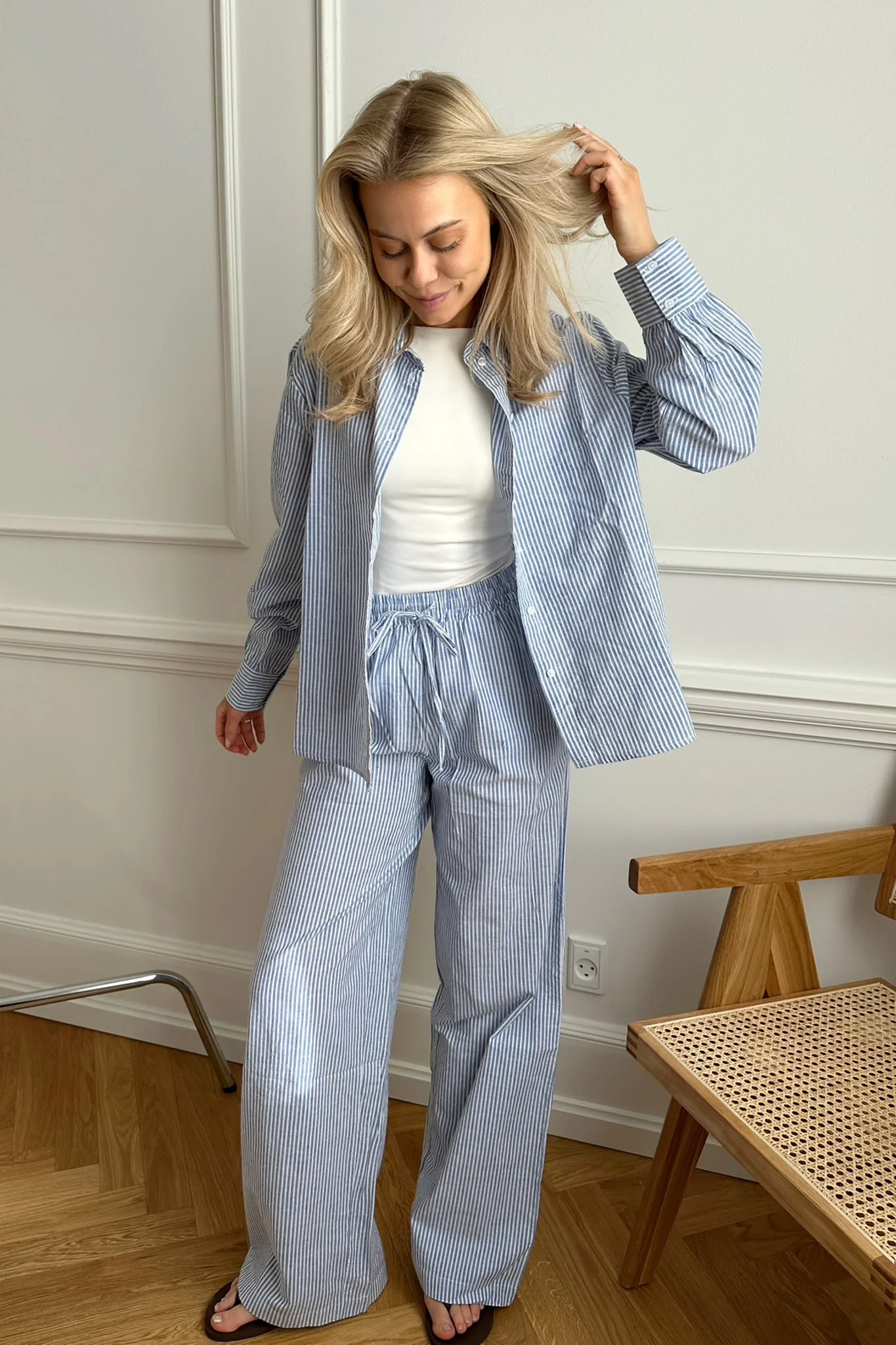 PCMalula HW Wide Pants - Bright White Blue - Image 4