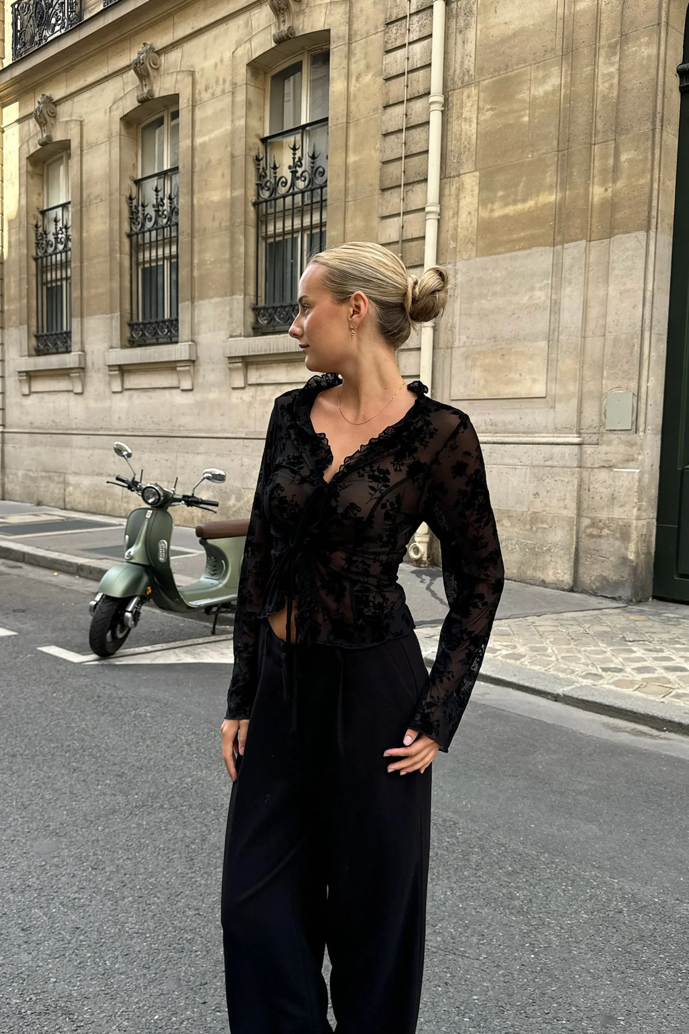 MarlyIC Mesh Top - Black Flower Print - Image 3